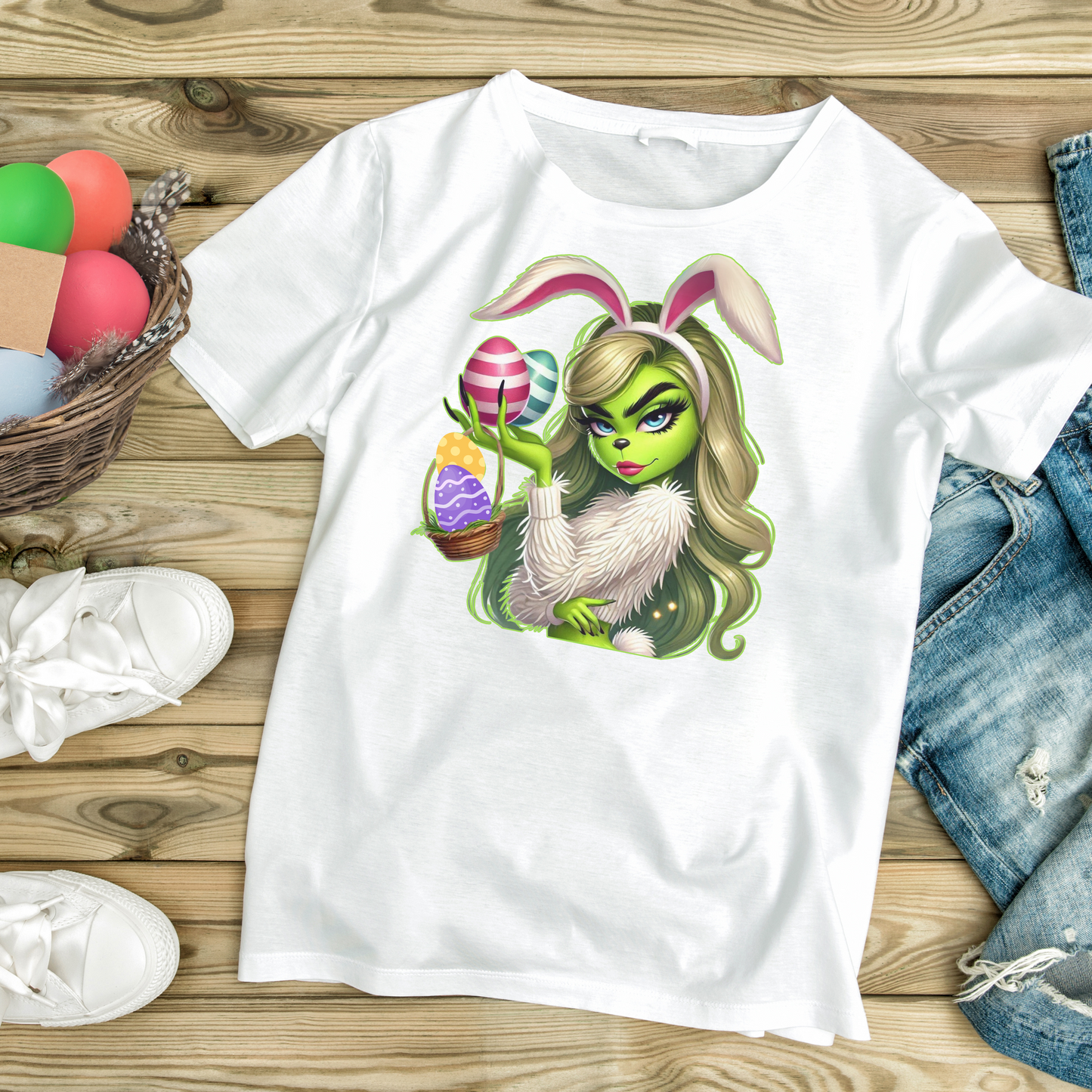 Easter Bunny Grinch shirt, Cute Easter Egg Tee, Grinch Graphic Tee, Trendy Retro Easter, Casual Wear, Unique Gift Idea, Unisex Softstyle Tee