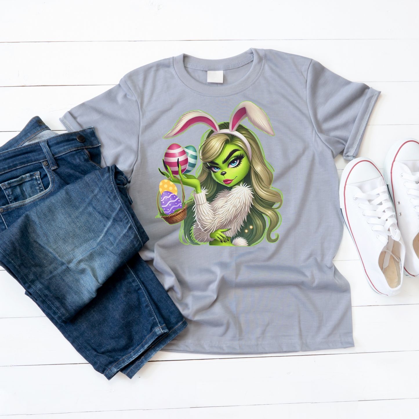 Easter Bunny Grinch shirt, Cute Easter Egg Tee, Grinch Graphic Tee, Trendy Retro Easter, Casual Wear, Unique Gift Idea, Unisex Softstyle Tee