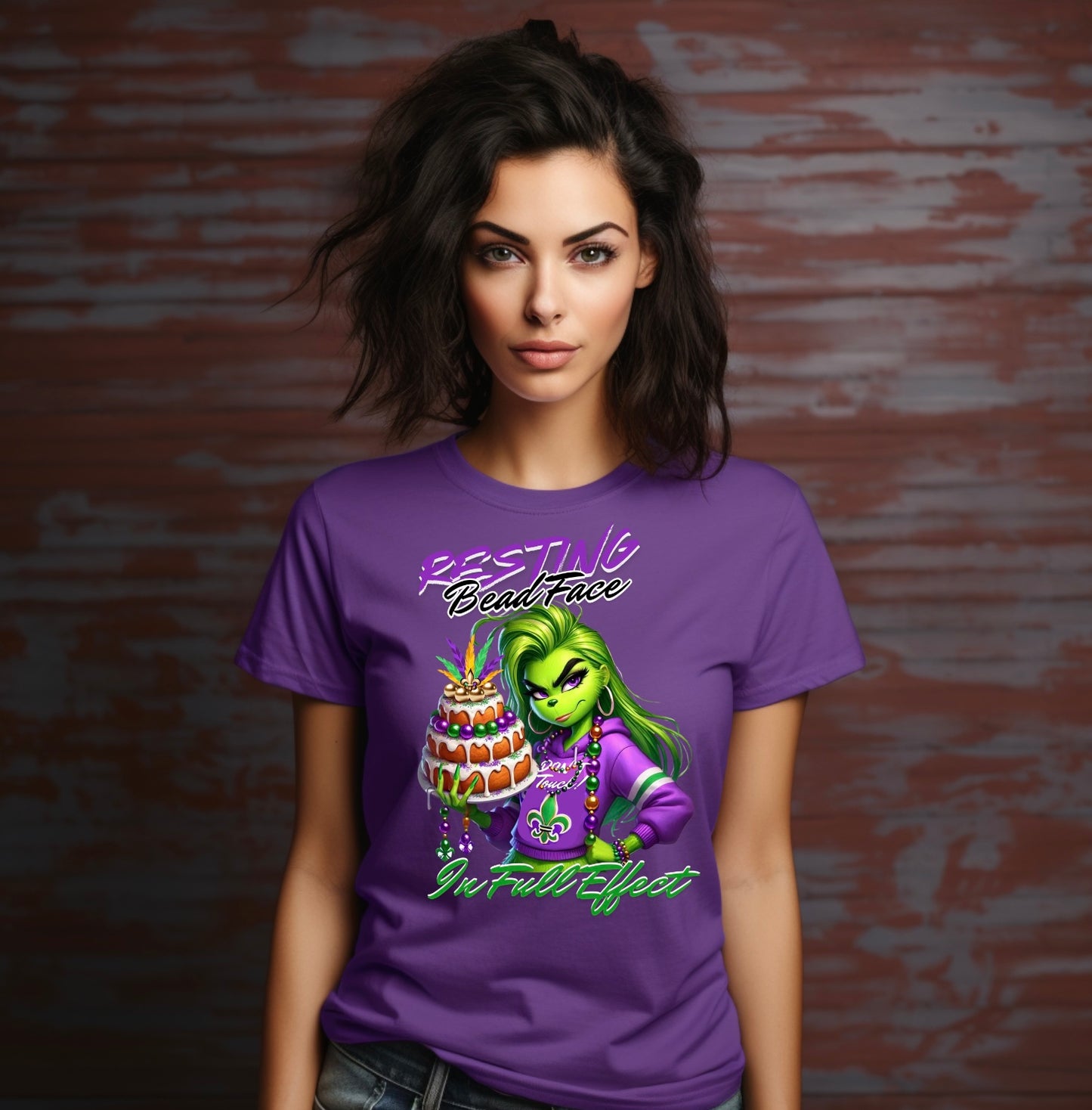 Resting Bead Face Grinch shirt, Mardi Gras Shirt, Grinch Graphic Tee, Fat Tuesday Style, Casual Wear, Unique Gift Idea, Unisex Softstyle Tee