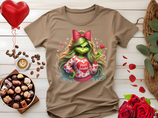 Valentine Grinch shirt, Cute Valentines Day Tee, Grinch Graphic Tee, Trendy Retro Vday, Casual Wear, Unique Gift Idea, Unisex Softstyle Tee