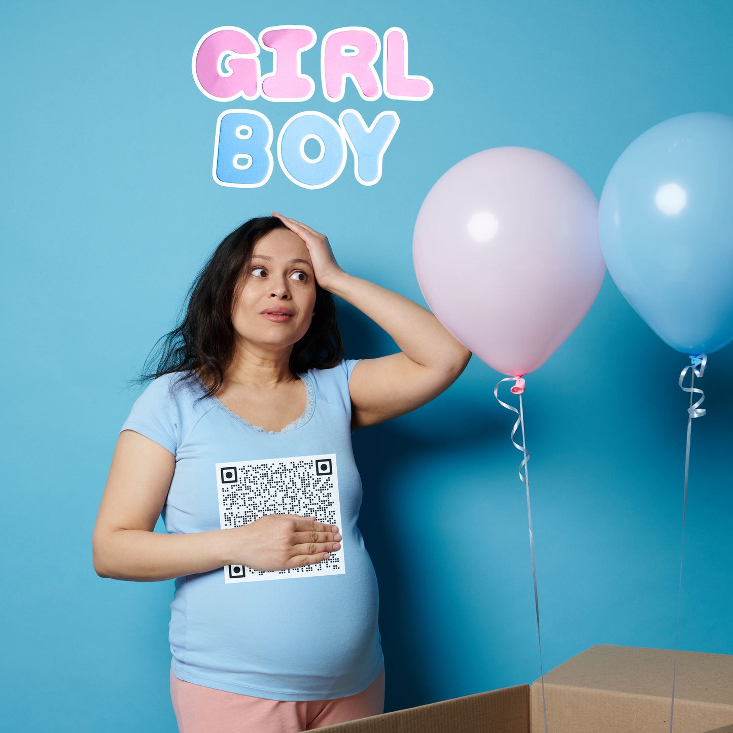 Gender Reveal QR Code Shirt Scan for a Surprise Its a Boy Confetti Video QR Code Unisex Softstyle TShirt, Baby Shower Reveal Casual Tee