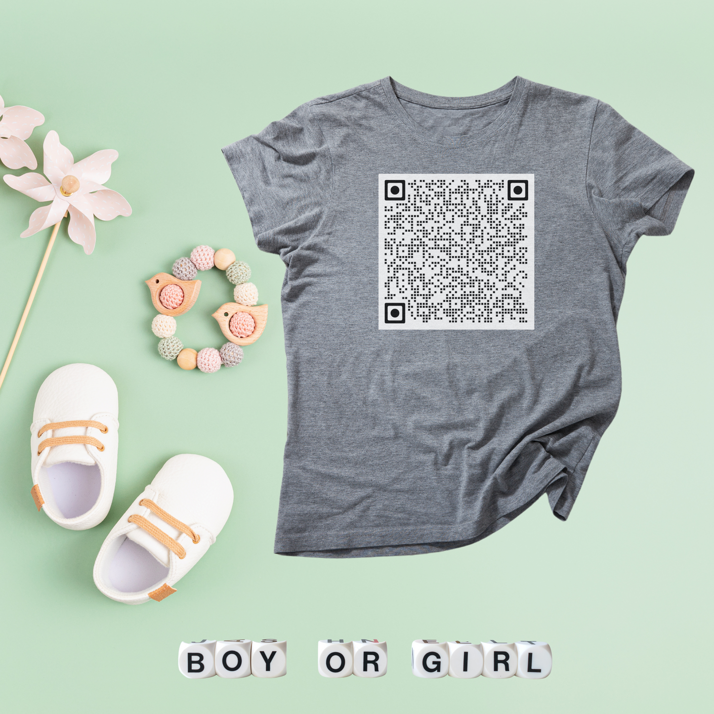 Gender Reveal QR Code Shirt Scan for a Surprise Its a Boy Confetti Video QR Code Unisex Softstyle TShirt, Baby Shower Reveal Casual Tee