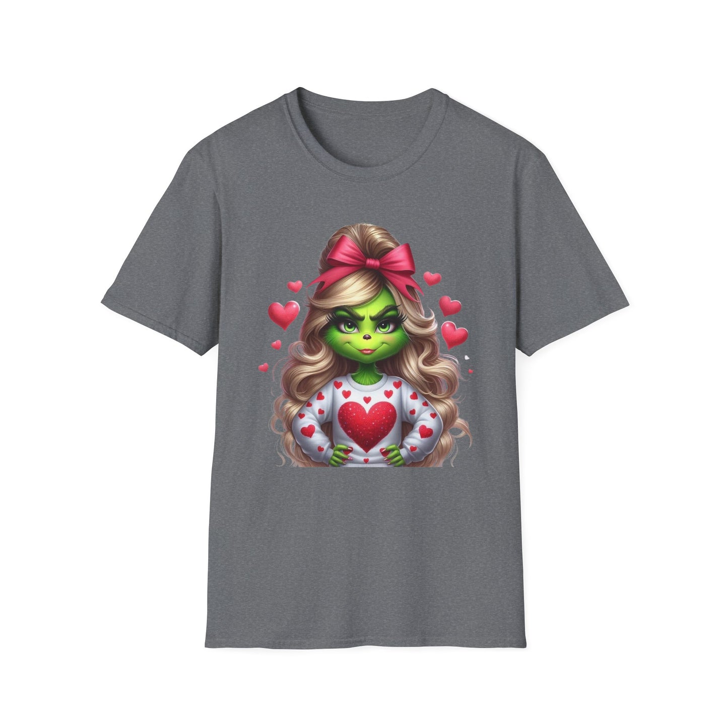 Valentine Grinch shirt, Cute Valentines Day Tee, Grinch Graphic Tee, Trendy Retro Vday, Casual Wear, Unique Gift Idea, Unisex Softstyle Tee