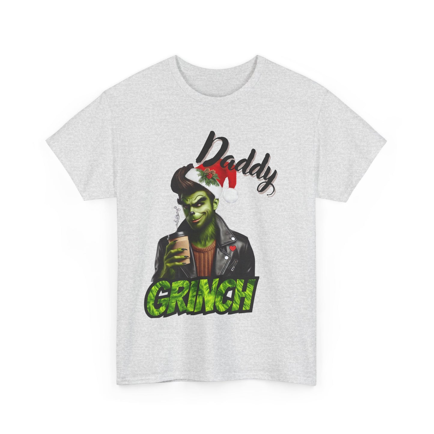 Daddy Grinch Unisex Heavy Cotton Tee, Funny Christmas Shirt, Holiday Humor Tee, Grinch Fan Gift, Festive Casual Wear