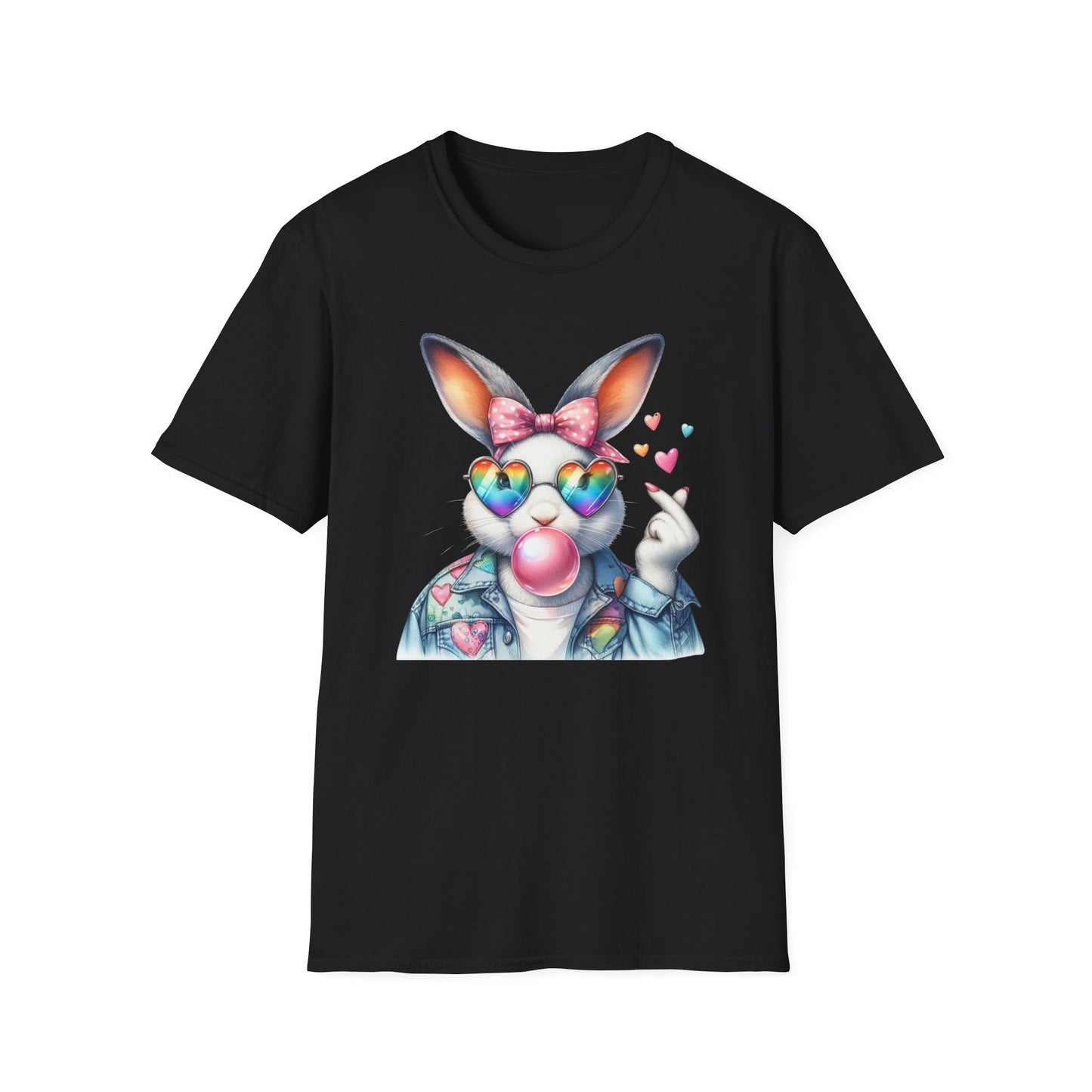 Bubble Gum Bunny Love Graphic Tee, Cute Aesthetic Bunny Rabbit Shirt, Pastel Animal Lover Gift,  Unisex Trendy Bunny Shirt Casual Wear