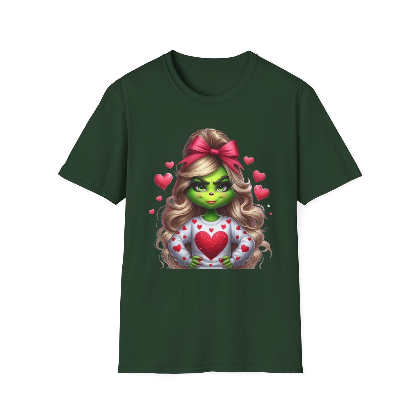 Valentine Grinch shirt, Cute Valentines Day Tee, Grinch Graphic Tee, Trendy Retro Vday, Casual Wear, Unique Gift Idea, Unisex Softstyle Tee