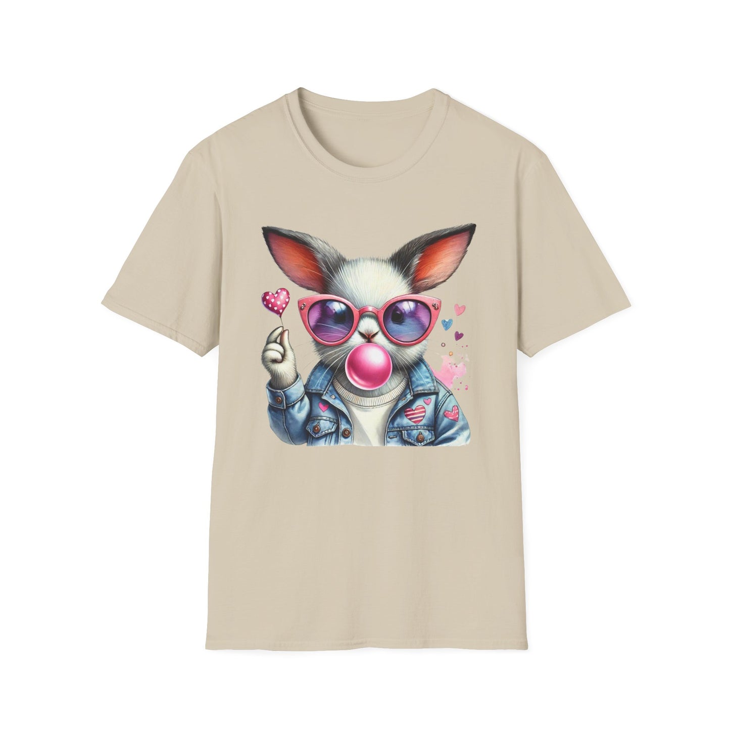 Bubble Gum Bunny Love Graphic Tee, Cute Aesthetic Bunny Rabbit Shirt, Pastel Animal Lover Gift,  Unisex Trendy Bunny Shirt Casual Wear