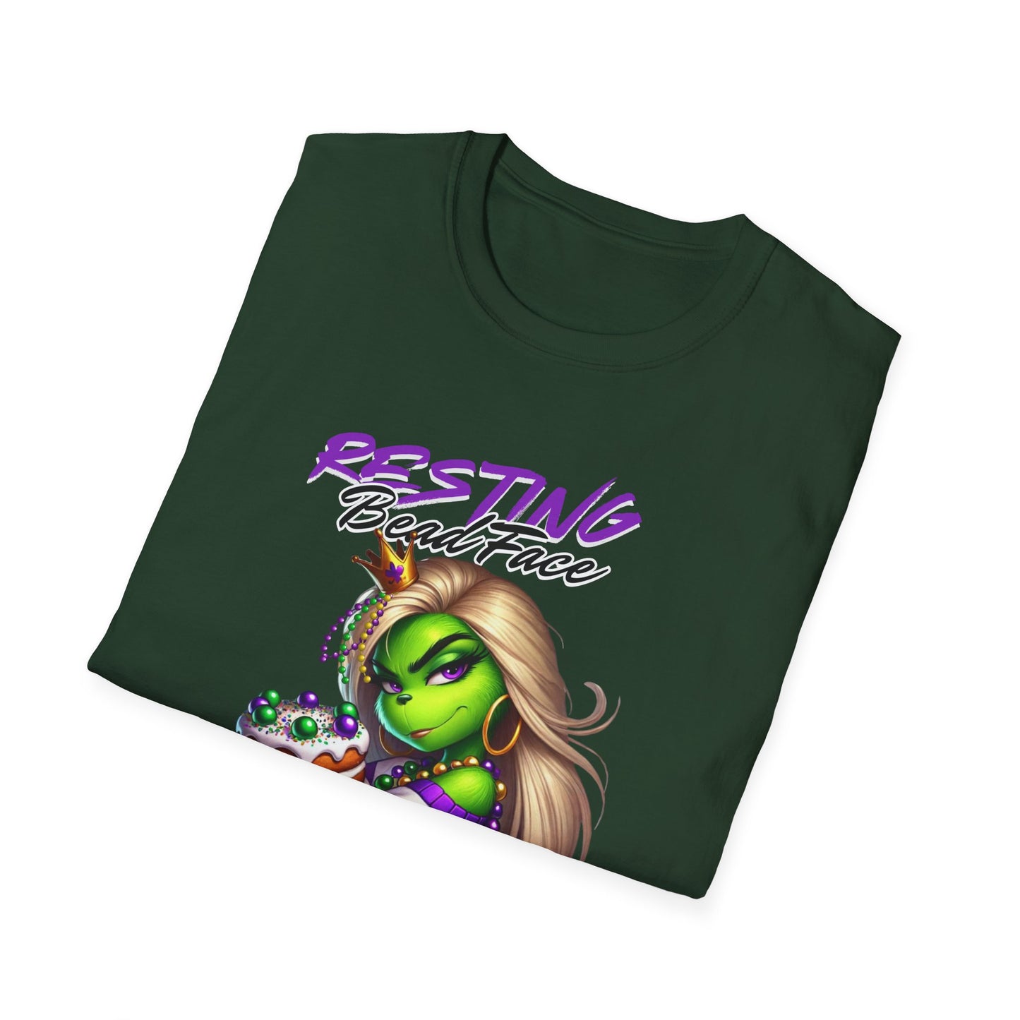 Resting Bead Face Grinch shirt, Mardi Gras Shirt, Grinch Graphic Tee, Fat Tuesday Style, Casual Wear, Unique Gift Idea, Unisex Softstyle Tee