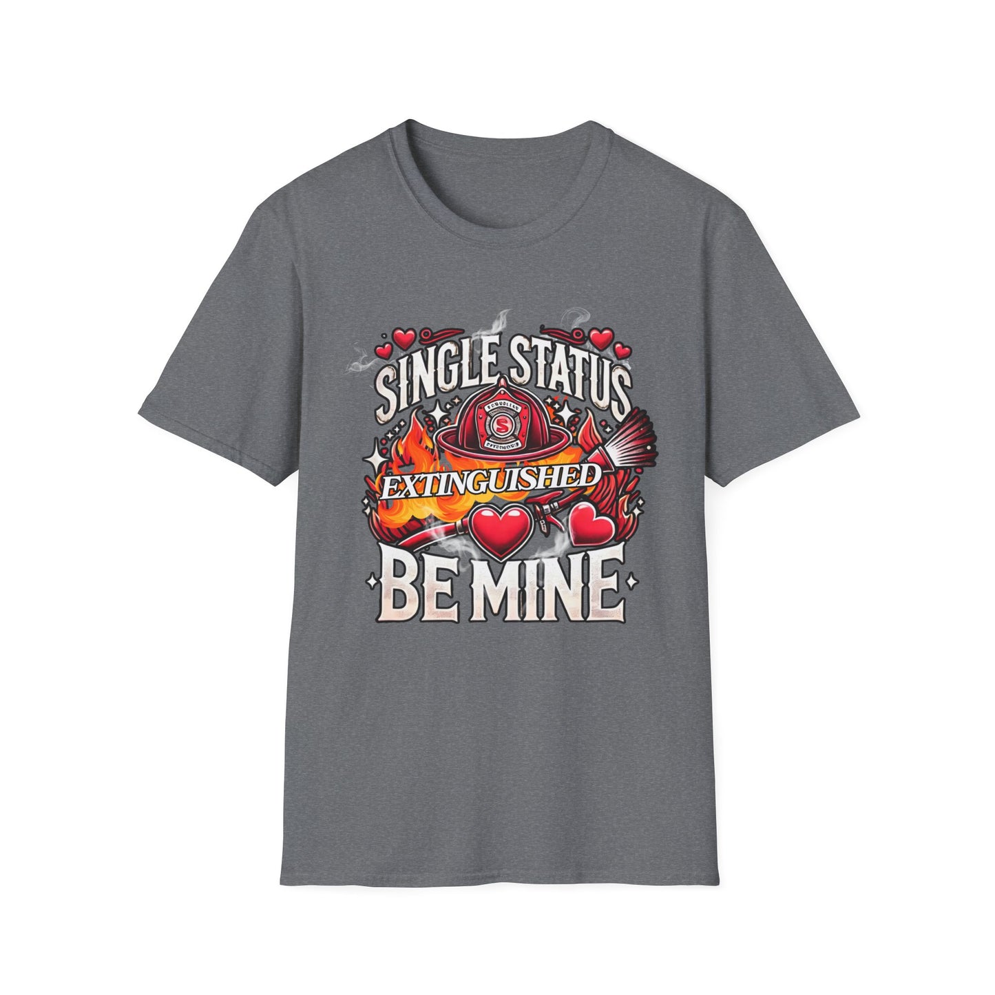 Single Status Be Mine Unisex T-Shirt, Cute Firefighter Fireman Lover Tee Gift for First Responder Friend, Funny love, Valentine's Day Couple