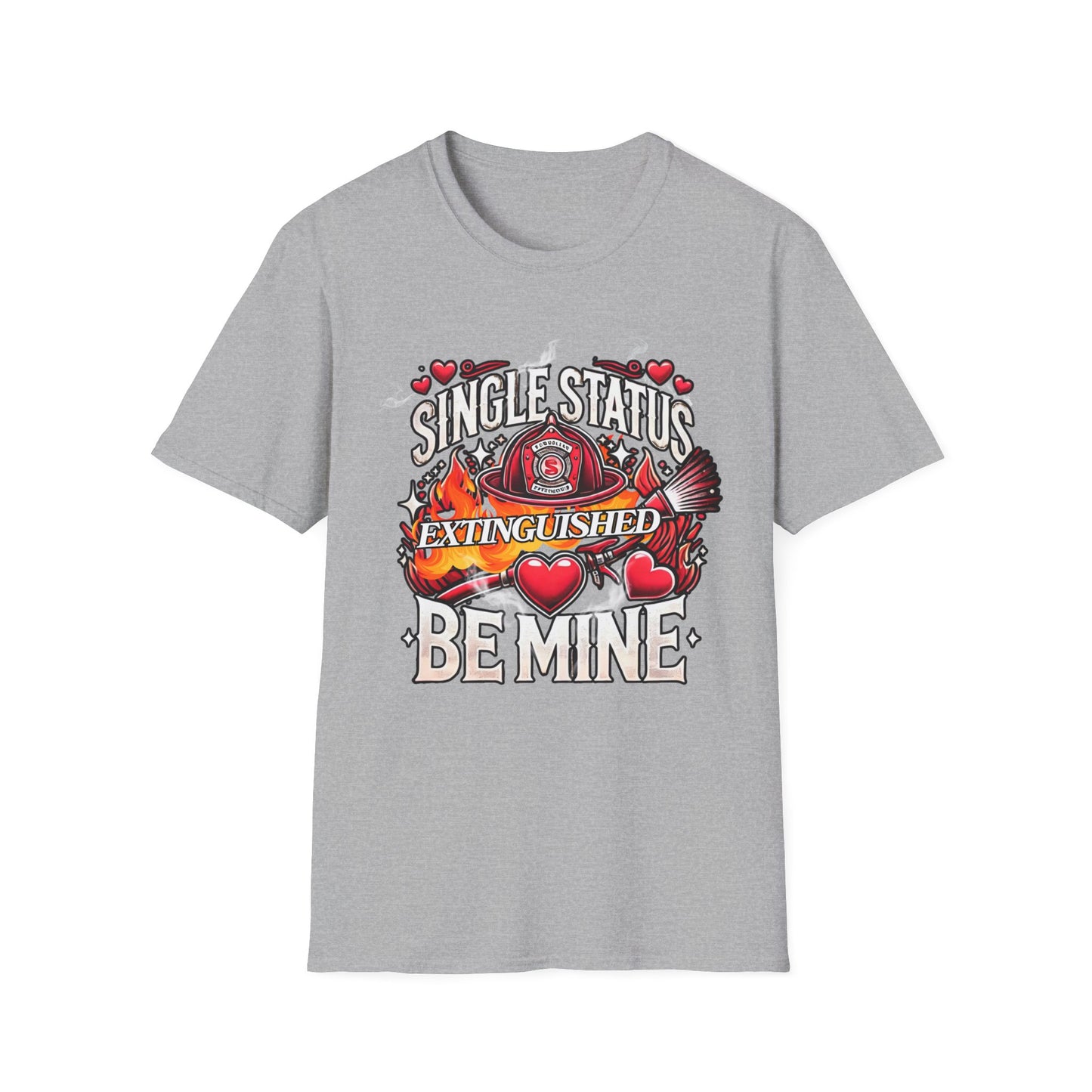 Single Status Be Mine Unisex T-Shirt, Cute Firefighter Fireman Lover Tee Gift for First Responder Friend, Funny love, Valentine's Day Couple