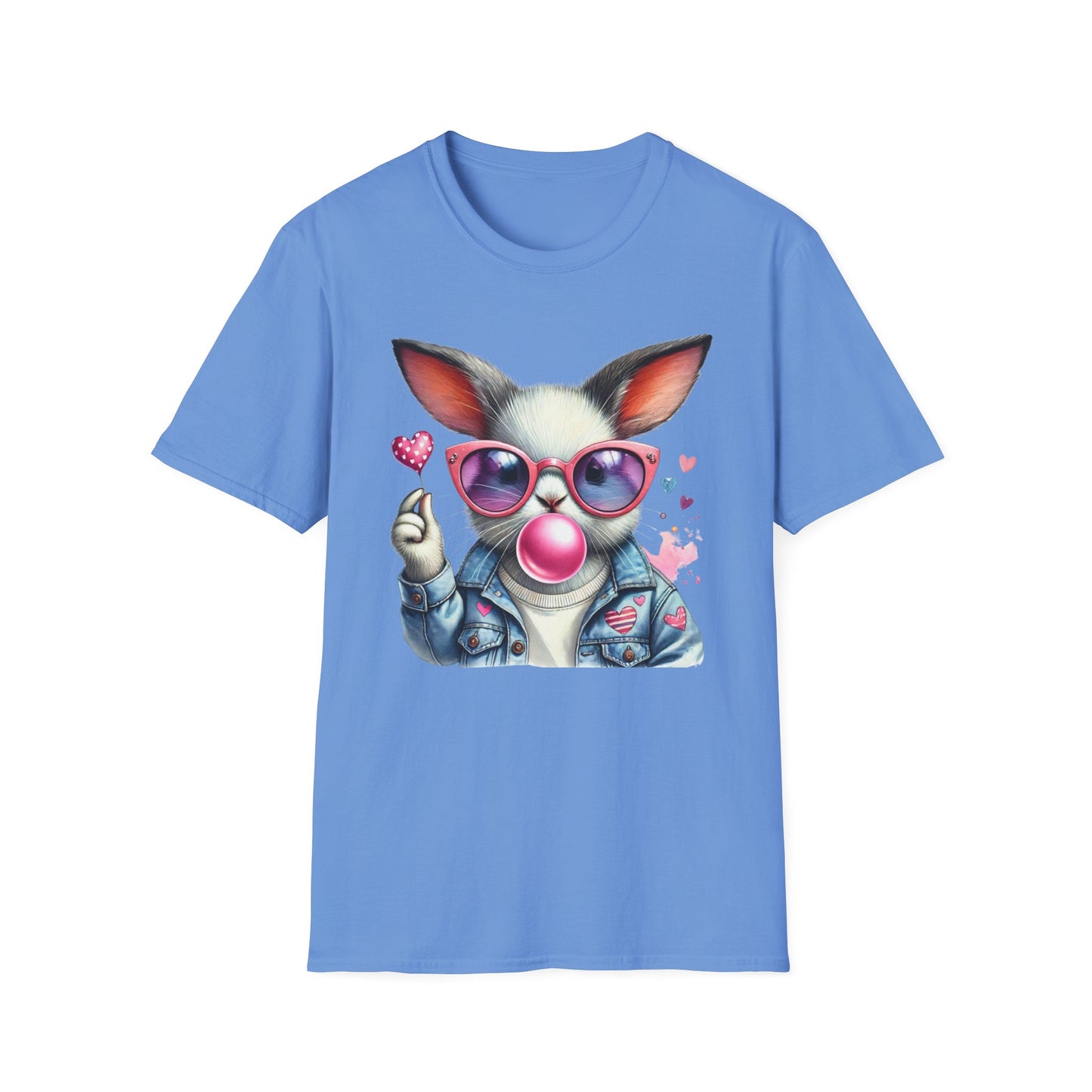 Bubble Gum Bunny Love Graphic Tee, Cute Aesthetic Bunny Rabbit Shirt, Pastel Animal Lover Gift,  Unisex Trendy Bunny Shirt Casual Wear