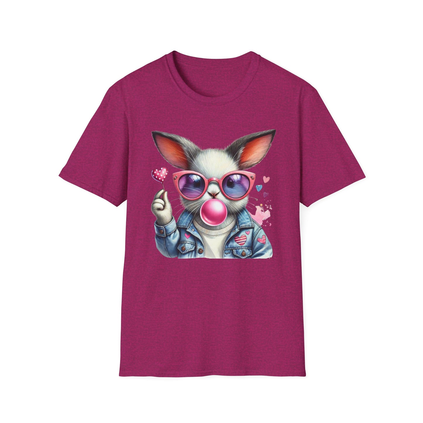 Bubble Gum Bunny Love Graphic Tee, Cute Aesthetic Bunny Rabbit Shirt, Pastel Animal Lover Gift,  Unisex Trendy Bunny Shirt Casual Wear