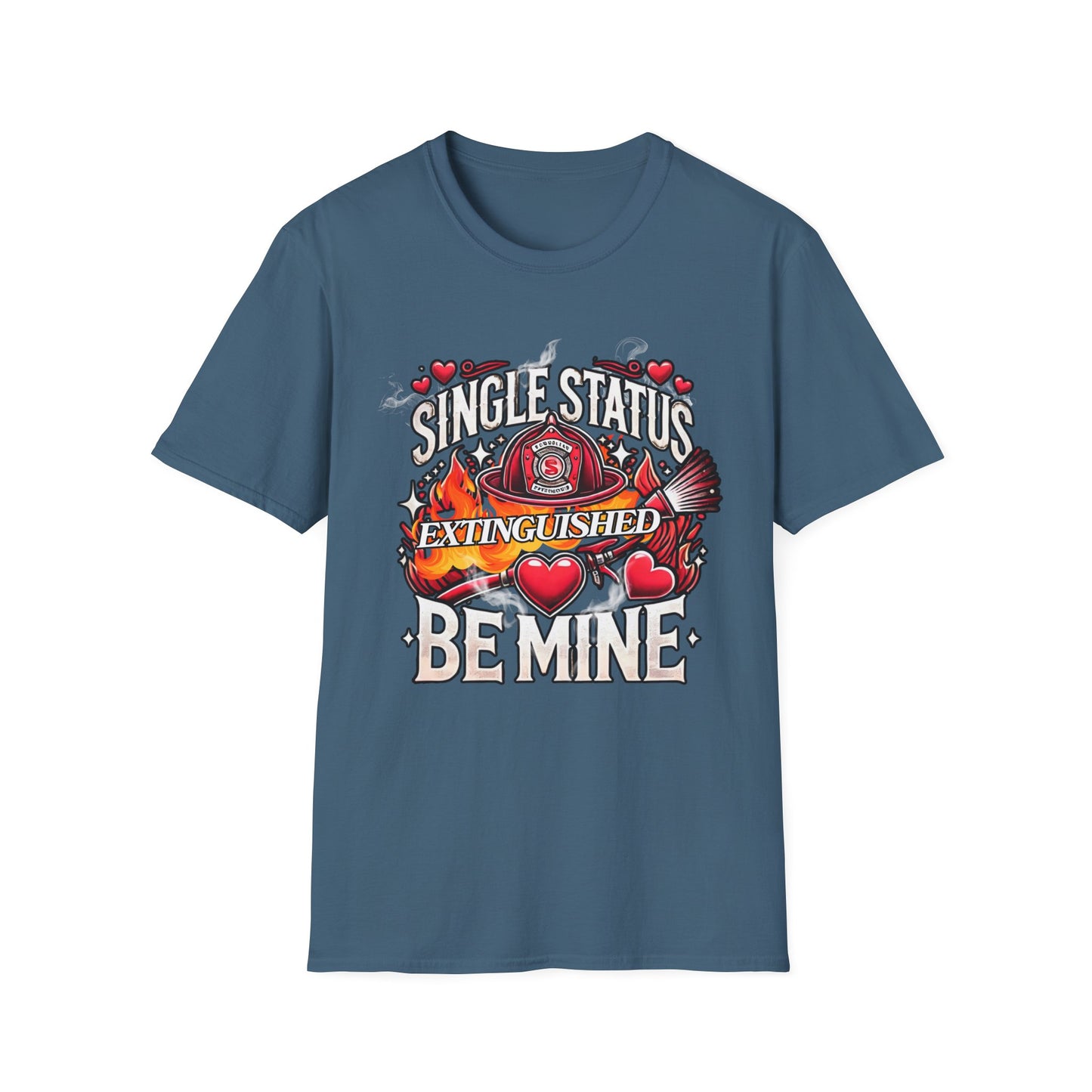 Single Status Be Mine Unisex T-Shirt, Cute Firefighter Fireman Lover Tee Gift for First Responder Friend, Funny love, Valentine's Day Couple