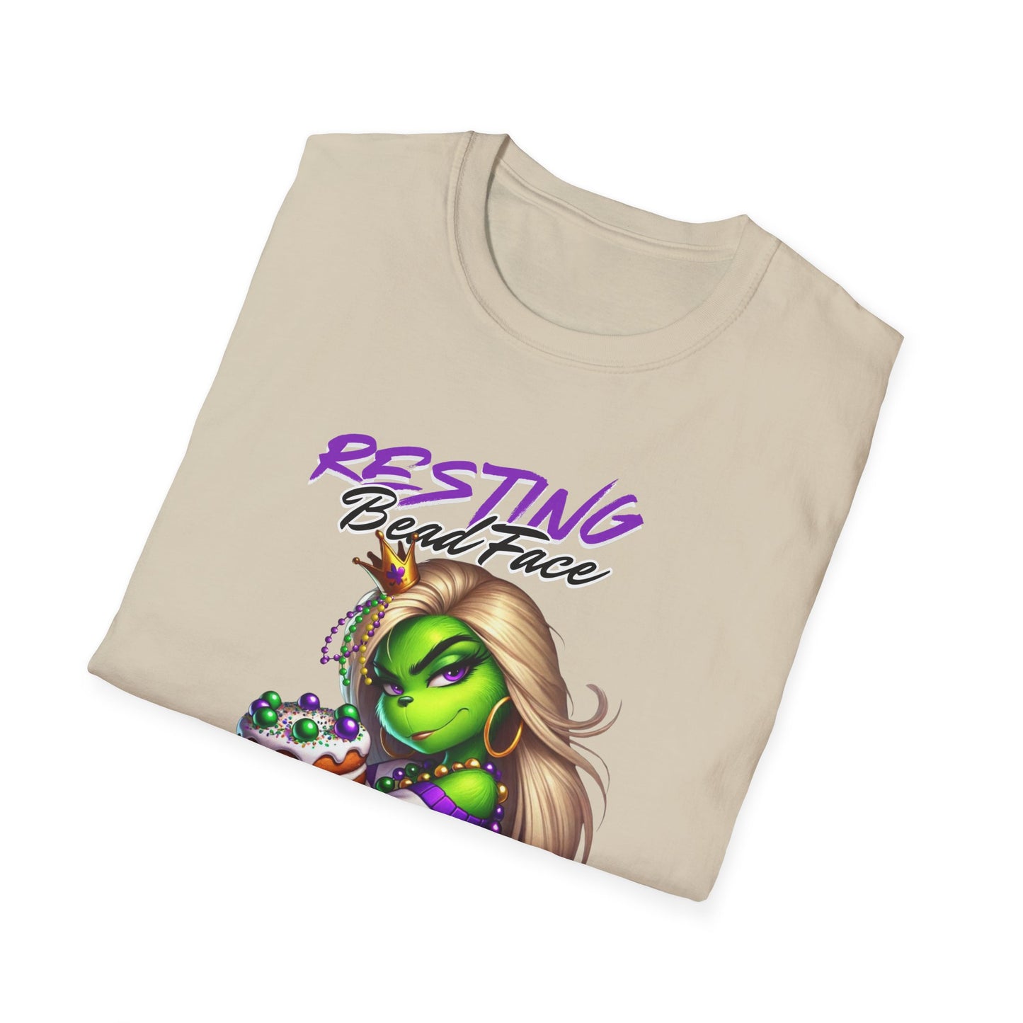 Resting Bead Face Grinch shirt, Mardi Gras Shirt, Grinch Graphic Tee, Fat Tuesday Style, Casual Wear, Unique Gift Idea, Unisex Softstyle Tee