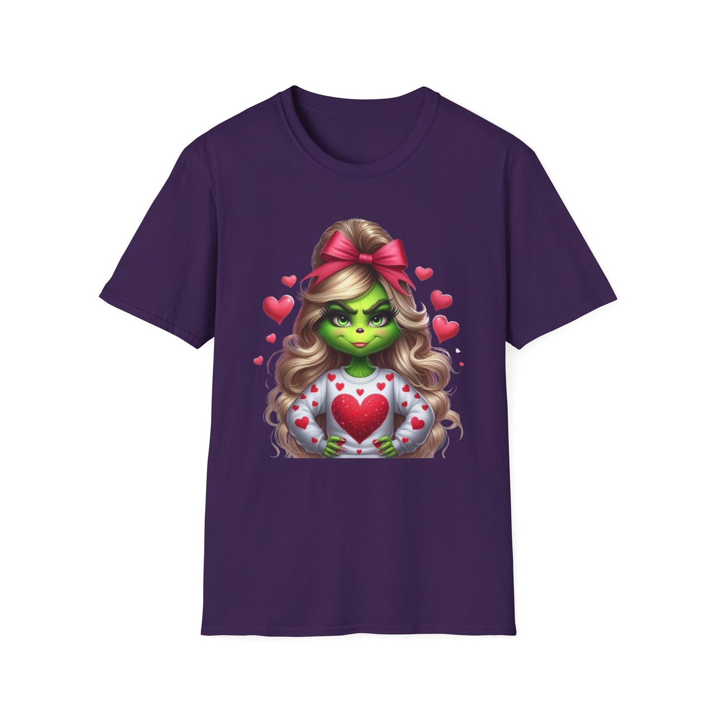 Valentine Grinch shirt, Cute Valentines Day Tee, Grinch Graphic Tee, Trendy Retro Vday, Casual Wear, Unique Gift Idea, Unisex Softstyle Tee