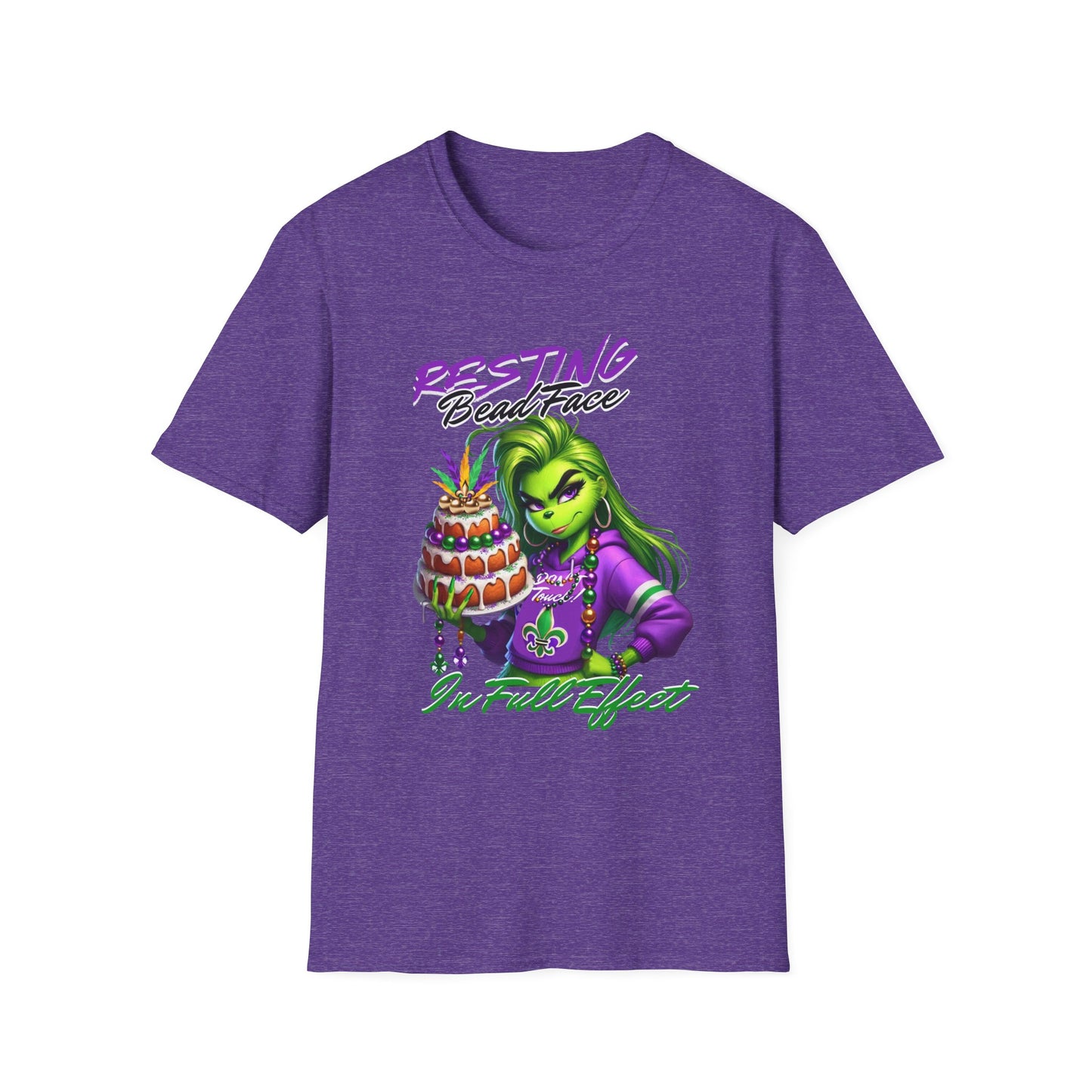 Resting Bead Face Grinch shirt, Mardi Gras Shirt, Grinch Graphic Tee, Fat Tuesday Style, Casual Wear, Unique Gift Idea, Unisex Softstyle Tee