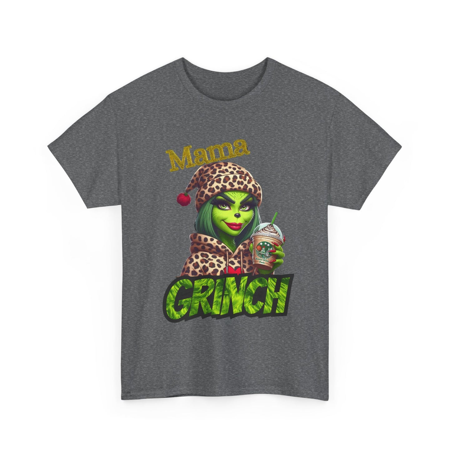 Mama Grinch Unisex Heavy Cotton Tee, Cozy Holiday Shirt, Funny Gift for Moms, Christmas Apparel, Party Tee