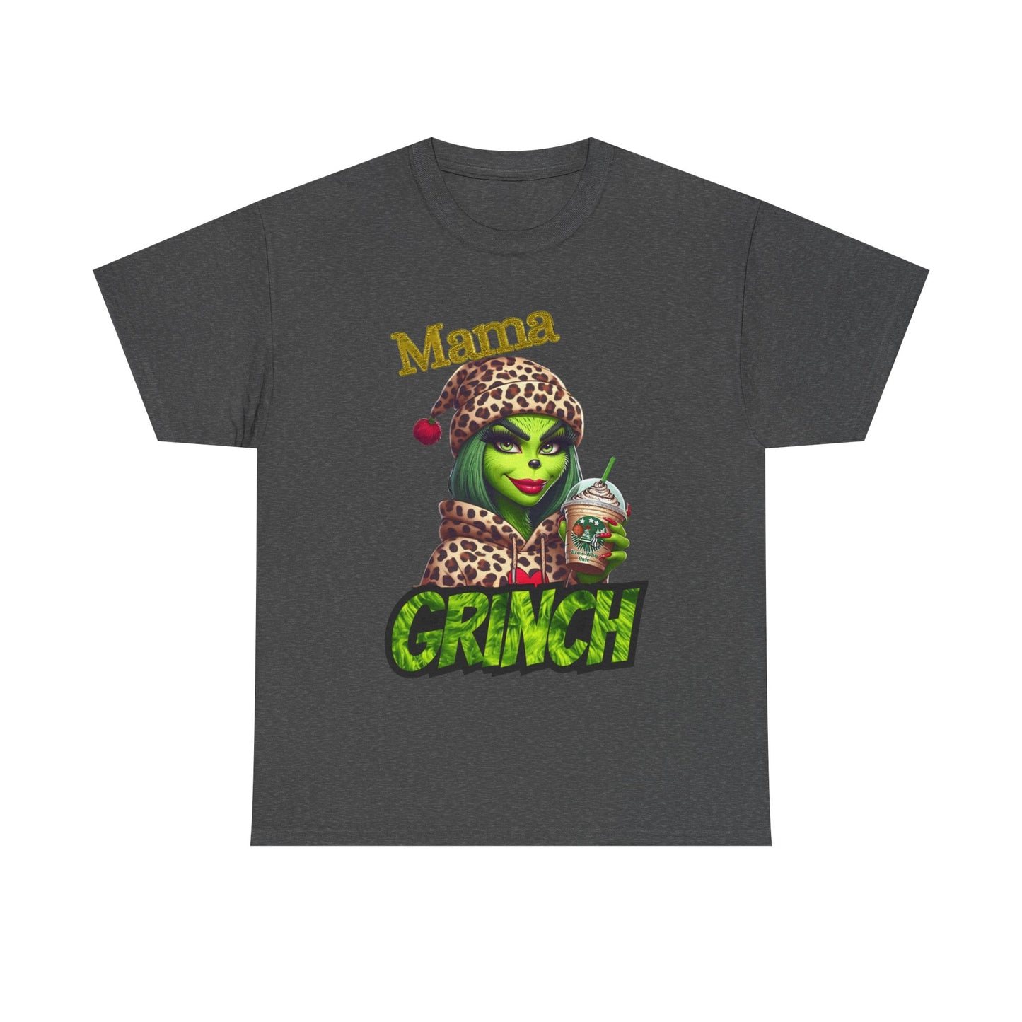 Mama Grinch Unisex Heavy Cotton Tee, Cozy Holiday Shirt, Funny Gift for Moms, Christmas Apparel, Party Tee