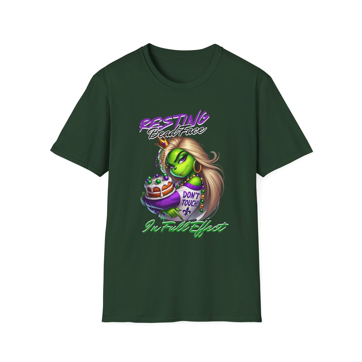 Resting Bead Face Grinch shirt, Mardi Gras Shirt, Grinch Graphic Tee, Fat Tuesday Style, Casual Wear, Unique Gift Idea, Unisex Softstyle Tee