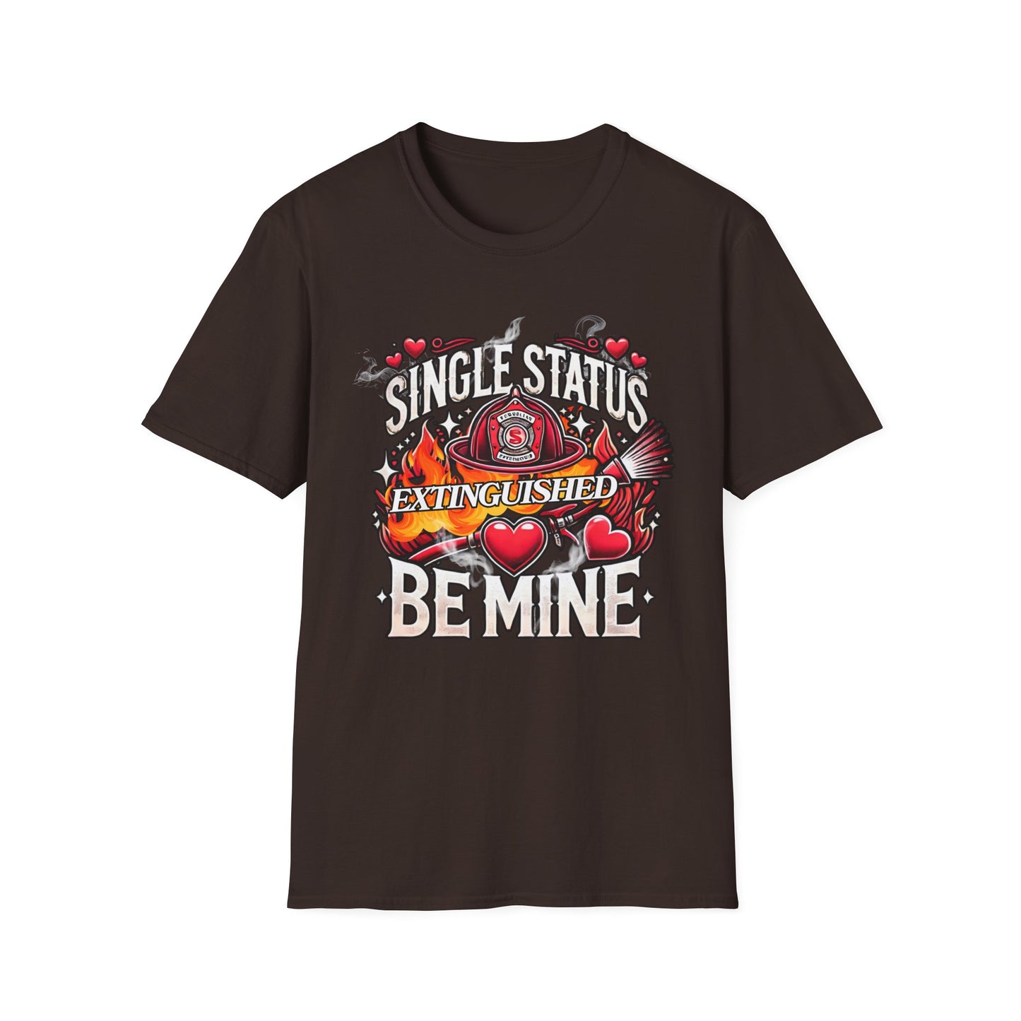 Single Status Be Mine Unisex T-Shirt, Cute Firefighter Fireman Lover Tee Gift for First Responder Friend, Funny love, Valentine's Day Couple