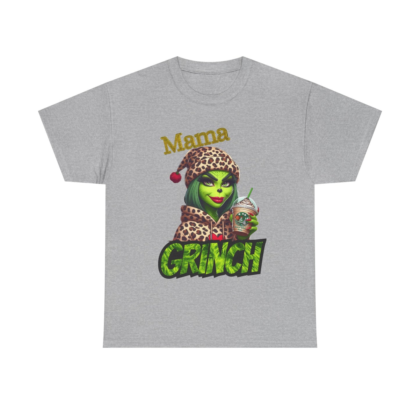 Mama Grinch Unisex Heavy Cotton Tee, Cozy Holiday Shirt, Funny Gift for Moms, Christmas Apparel, Party Tee