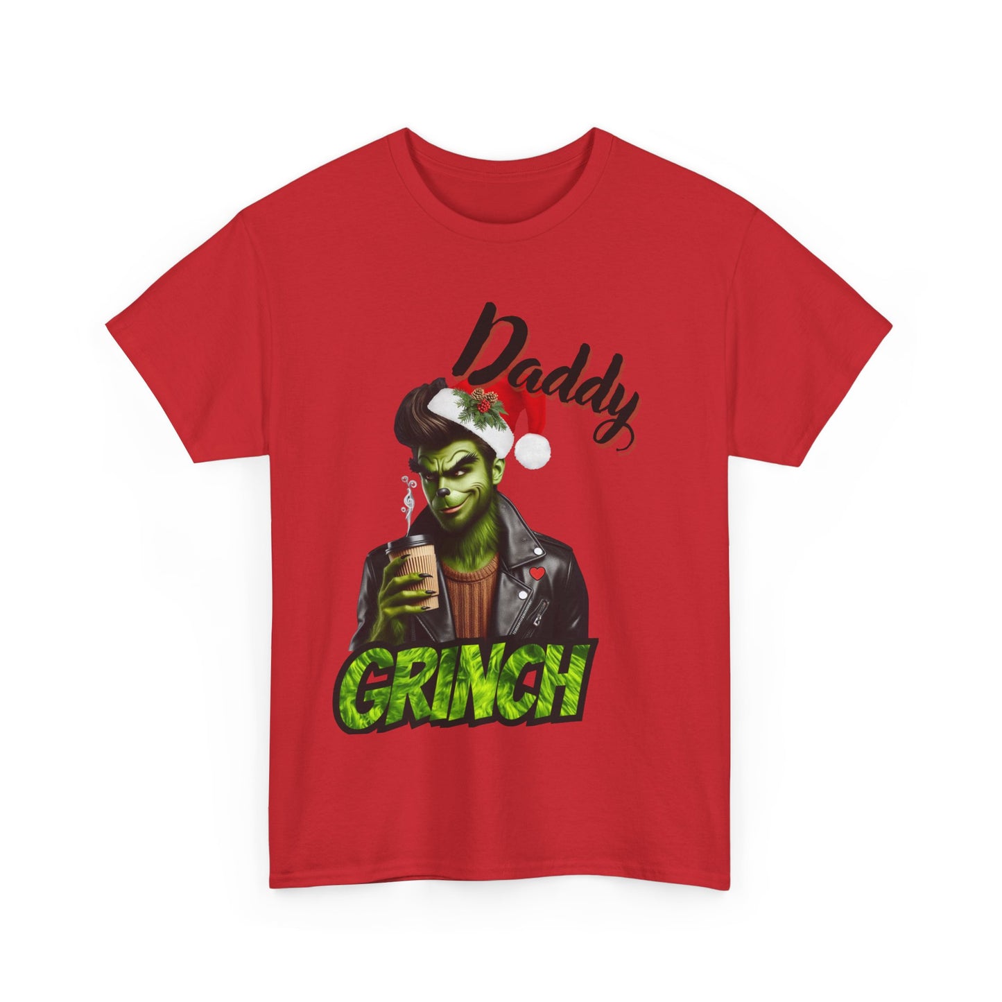 Daddy Grinch Unisex Heavy Cotton Tee, Funny Christmas Shirt, Holiday Humor Tee, Grinch Fan Gift, Festive Casual Wear