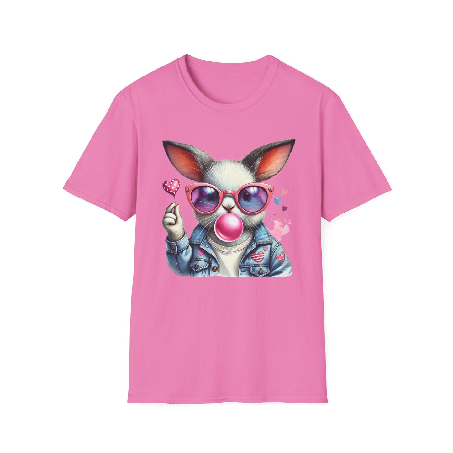 Bubble Gum Bunny Love Graphic Tee, Cute Aesthetic Bunny Rabbit Shirt, Pastel Animal Lover Gift,  Unisex Trendy Bunny Shirt Casual Wear