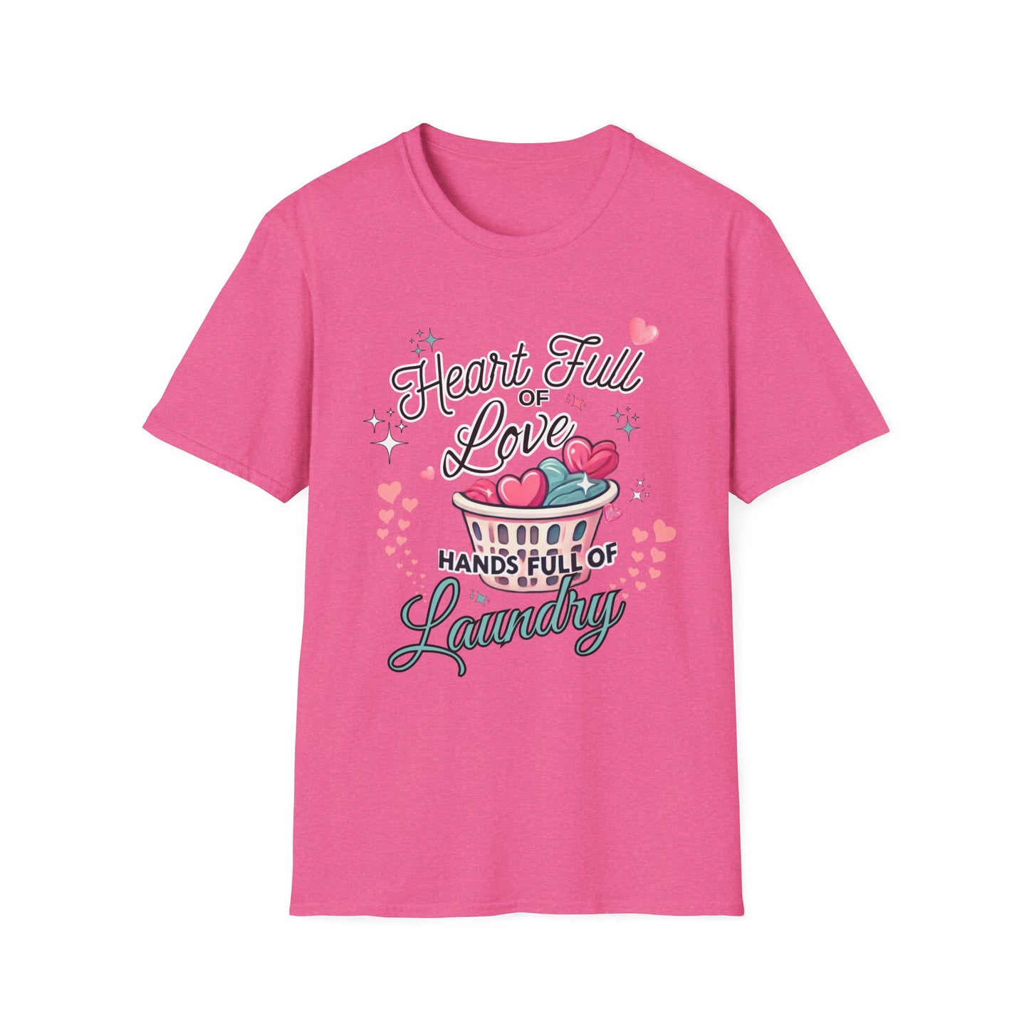 Heart Full of Love Hands Full of Laundry T-Shirt, Cute Busy Mom Life Tee, Gift for Moms, Funny love gift, Birthday, Valentine's Day