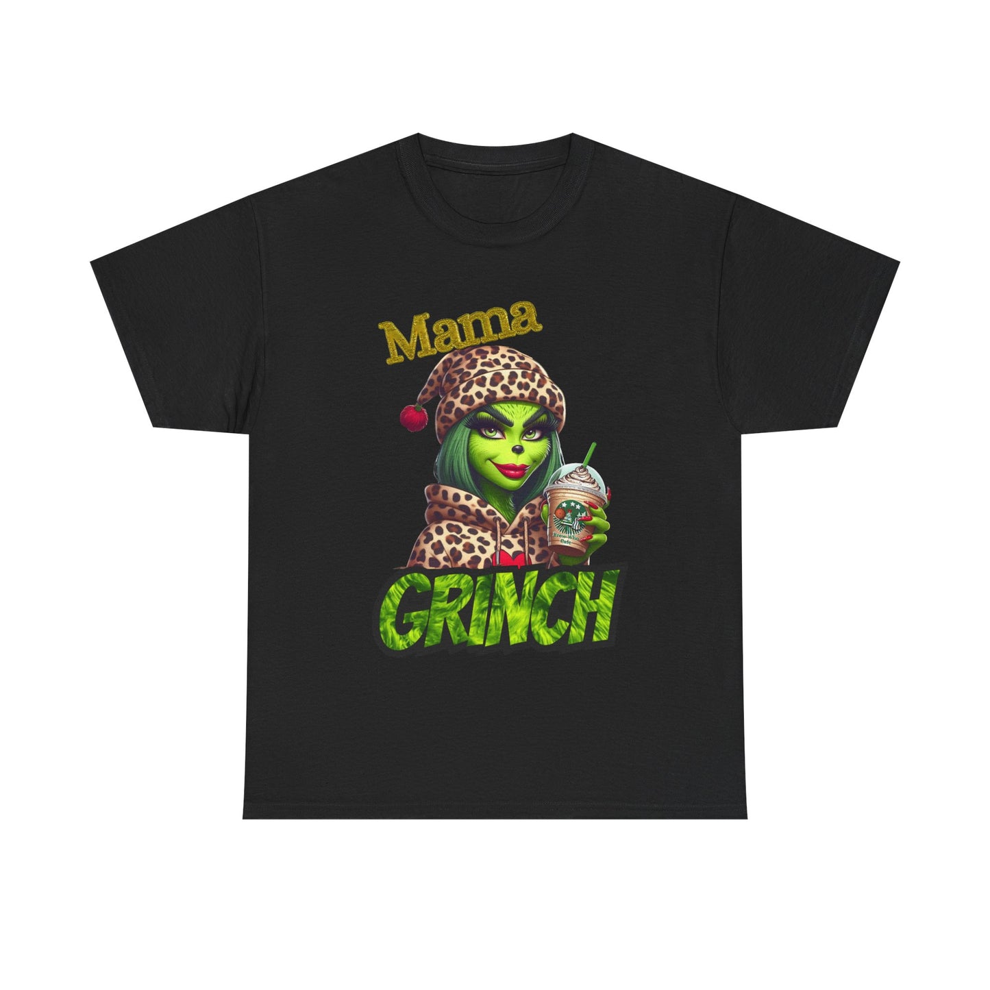 Mama Grinch Unisex Heavy Cotton Tee, Cozy Holiday Shirt, Funny Gift for Moms, Christmas Apparel, Party Tee