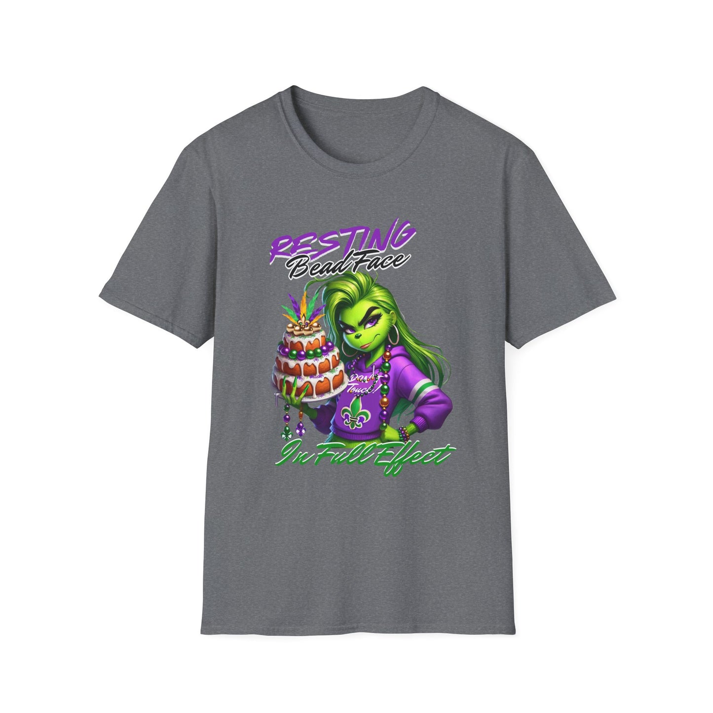 Resting Bead Face Grinch shirt, Mardi Gras Shirt, Grinch Graphic Tee, Fat Tuesday Style, Casual Wear, Unique Gift Idea, Unisex Softstyle Tee