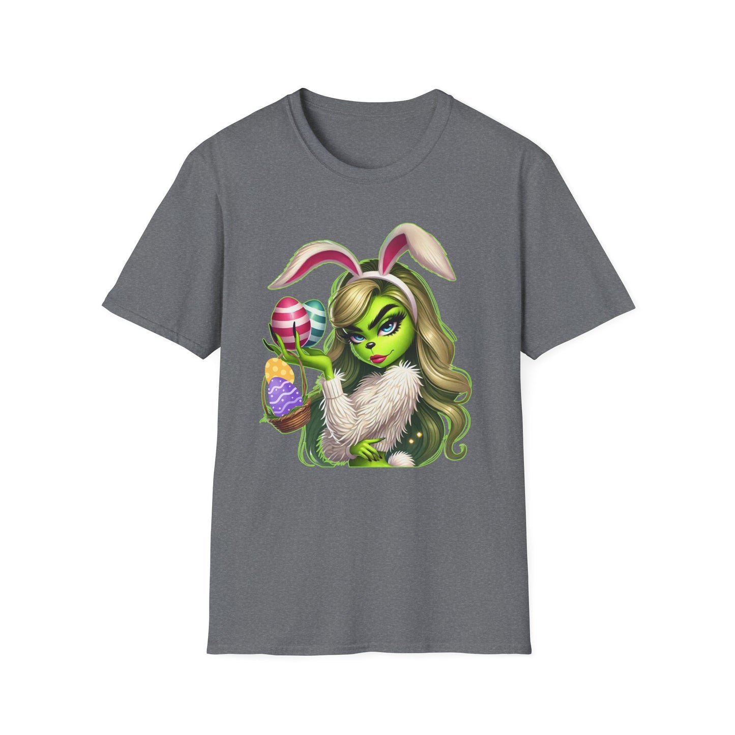 Easter Bunny Grinch shirt, Cute Easter Egg Tee, Grinch Graphic Tee, Trendy Retro Easter, Casual Wear, Unique Gift Idea, Unisex Softstyle Tee