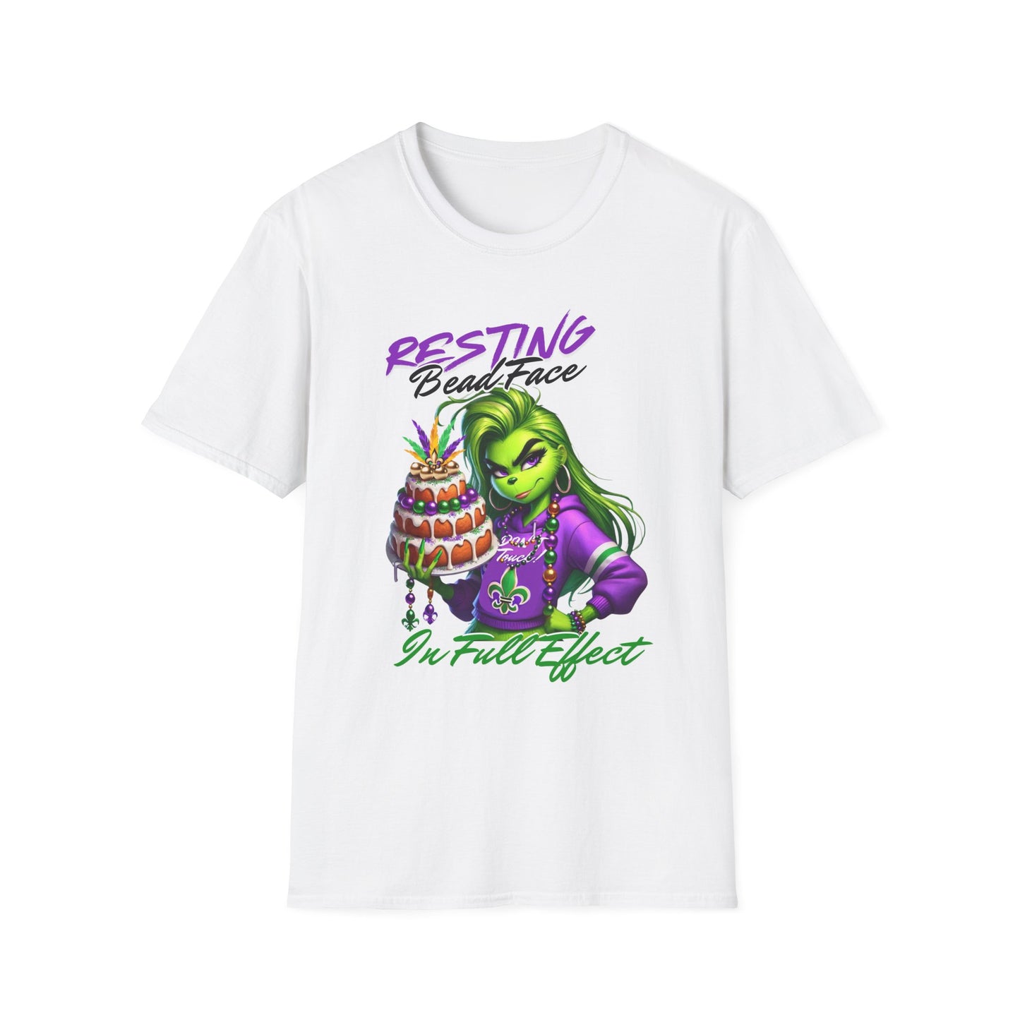 Resting Bead Face Grinch shirt, Mardi Gras Shirt, Grinch Graphic Tee, Fat Tuesday Style, Casual Wear, Unique Gift Idea, Unisex Softstyle Tee