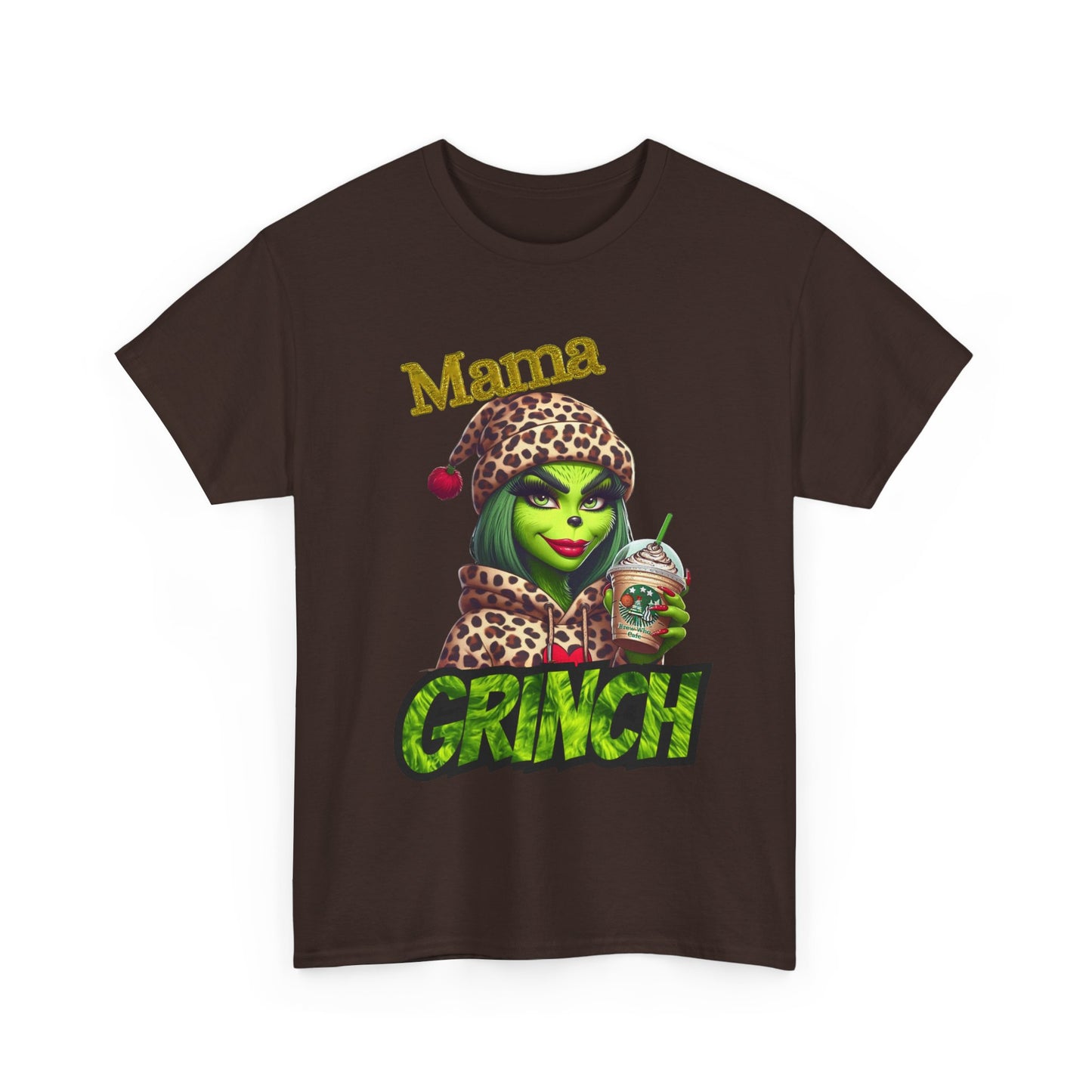 Mama Grinch Unisex Heavy Cotton Tee, Cozy Holiday Shirt, Funny Gift for Moms, Christmas Apparel, Party Tee