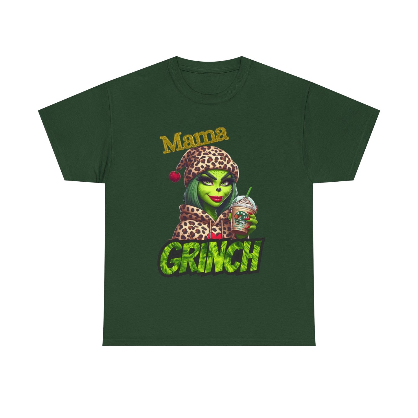 Mama Grinch Unisex Heavy Cotton Tee, Cozy Holiday Shirt, Funny Gift for Moms, Christmas Apparel, Party Tee