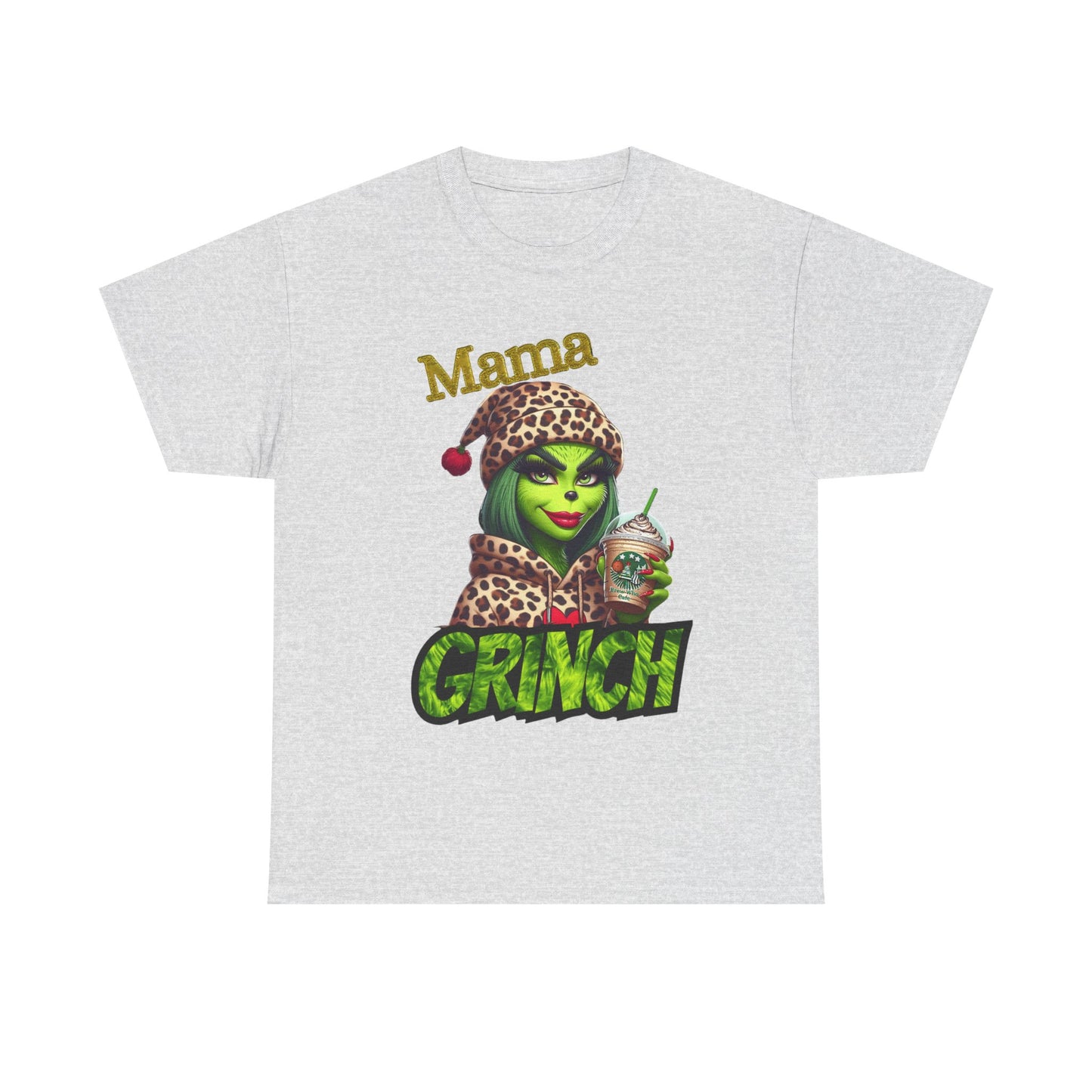 Mama Grinch Unisex Heavy Cotton Tee, Cozy Holiday Shirt, Funny Gift for Moms, Christmas Apparel, Party Tee