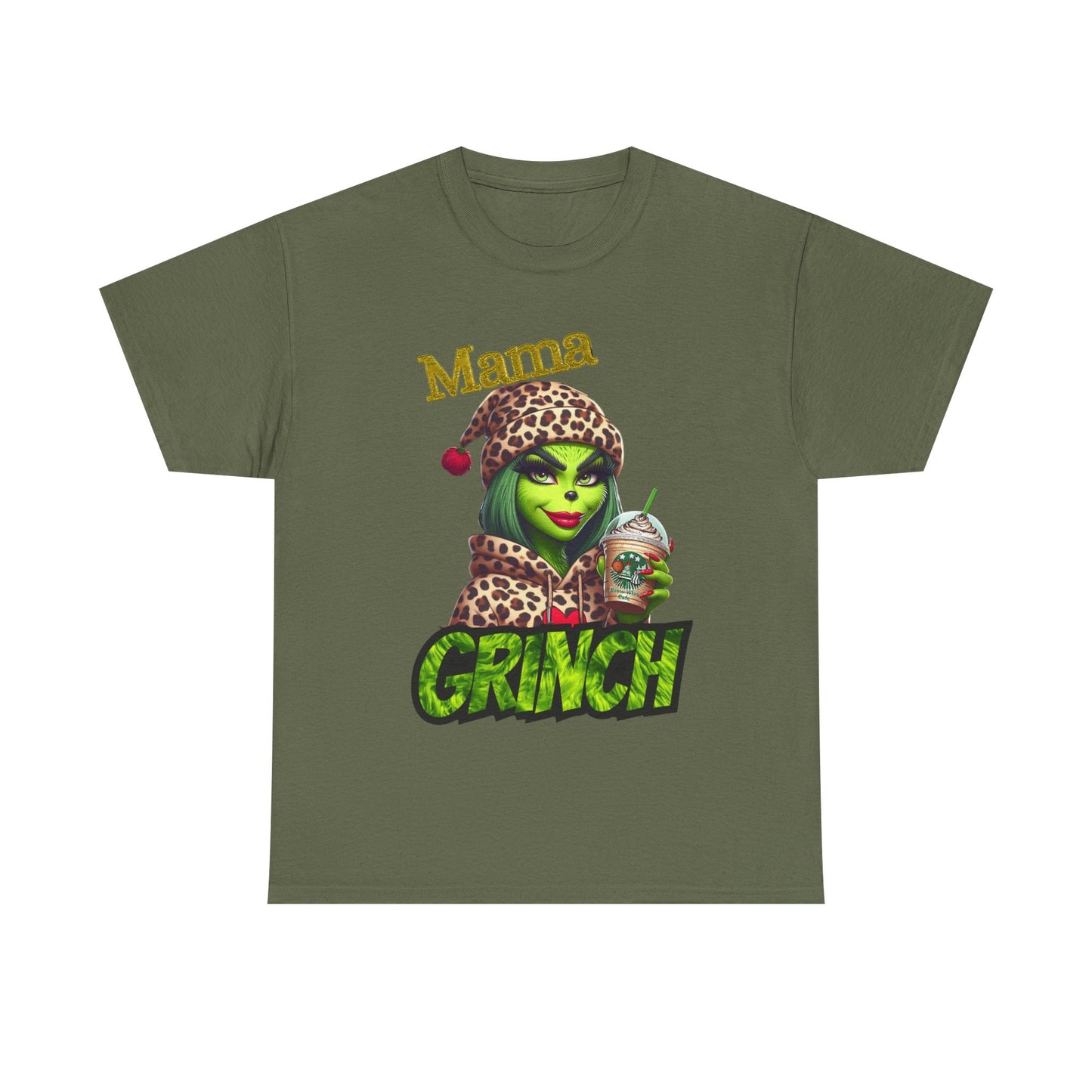 Mama Grinch Unisex Heavy Cotton Tee, Cozy Holiday Shirt, Funny Gift for Moms, Christmas Apparel, Party Tee