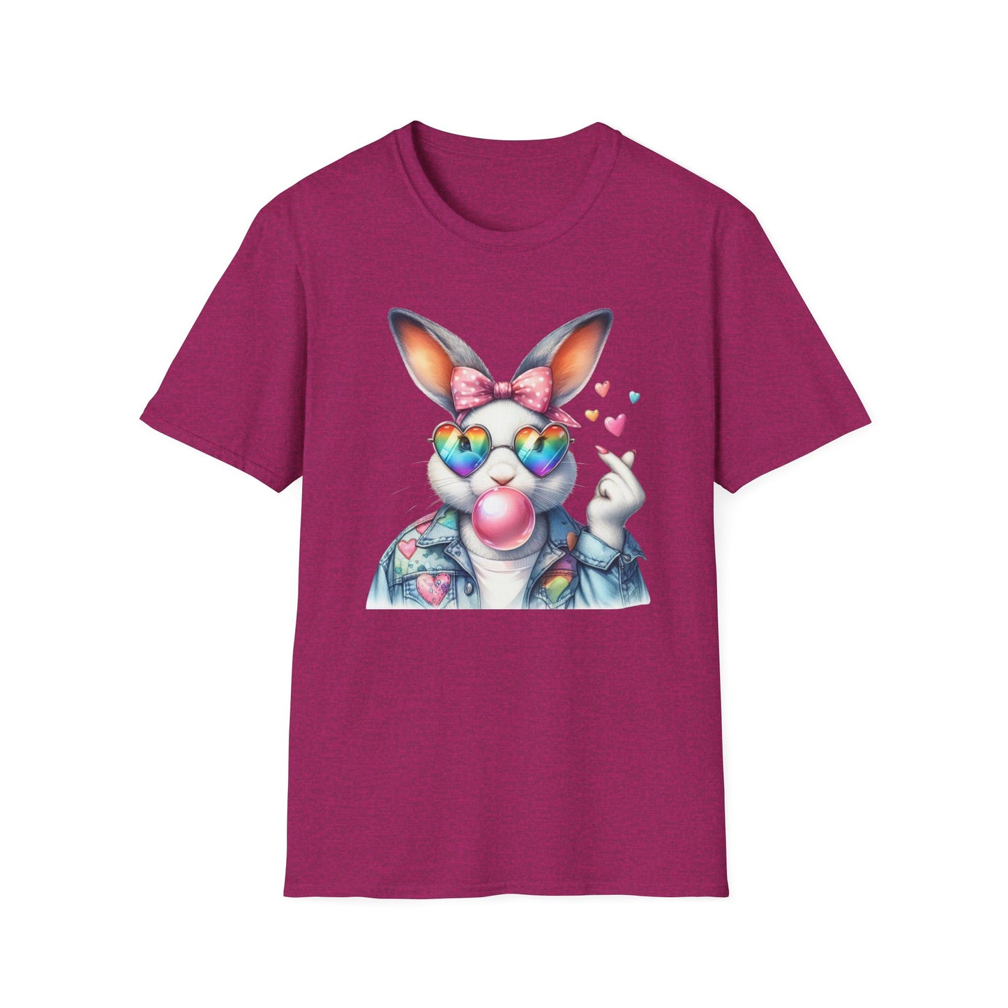 Bubble Gum Bunny Love Graphic Tee, Cute Aesthetic Bunny Rabbit Shirt, Pastel Animal Lover Gift,  Unisex Trendy Bunny Shirt Casual Wear