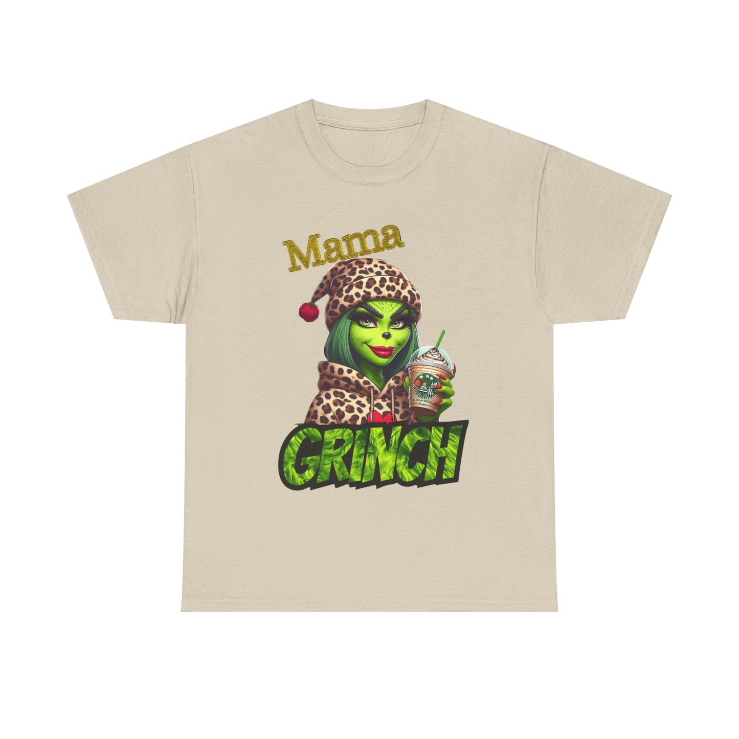 Mama Grinch Unisex Heavy Cotton Tee, Cozy Holiday Shirt, Funny Gift for Moms, Christmas Apparel, Party Tee