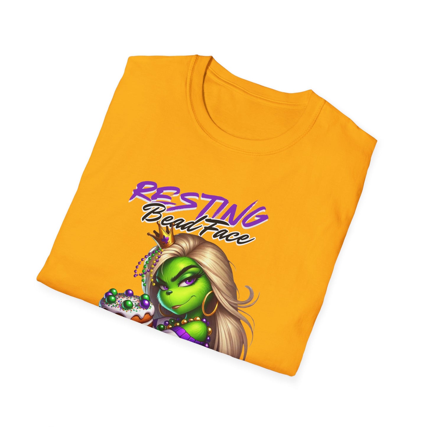 Resting Bead Face Grinch shirt, Mardi Gras Shirt, Grinch Graphic Tee, Fat Tuesday Style, Casual Wear, Unique Gift Idea, Unisex Softstyle Tee