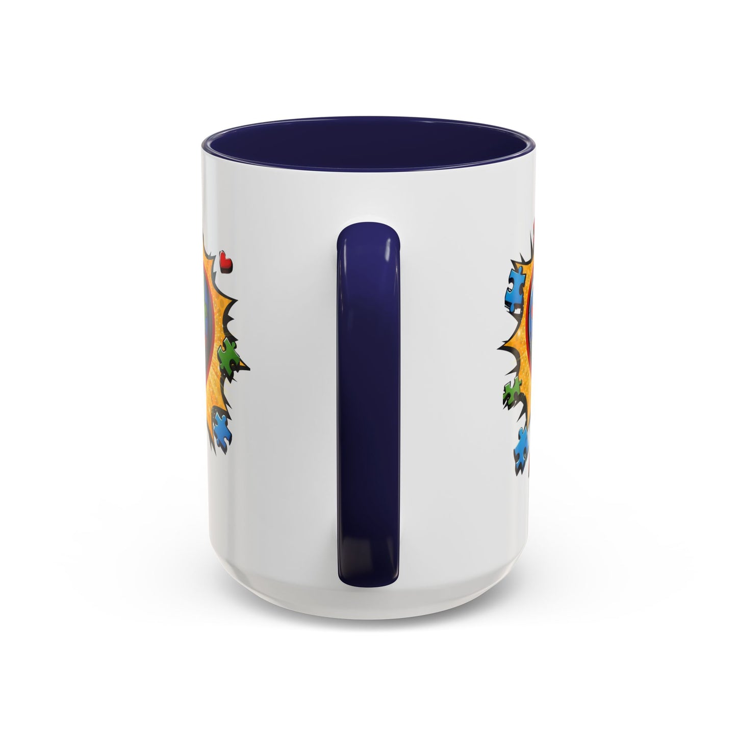 Autism Awareness Mug 11 oz or 15 oz Accent Color Coffee Tea Mug Color Handle Cup, Autism Support Gift, ASD Neurodiversity Inclusion Mug