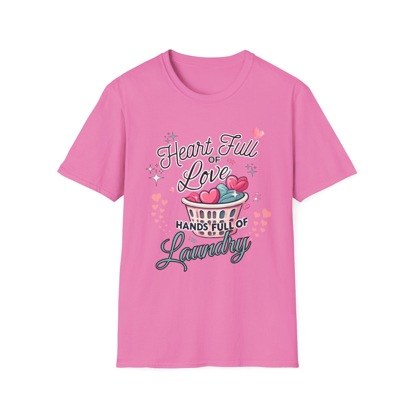 Heart Full of Love Hands Full of Laundry T-Shirt, Cute Busy Mom Life Tee, Gift for Moms, Funny love gift, Birthday, Valentine's Day