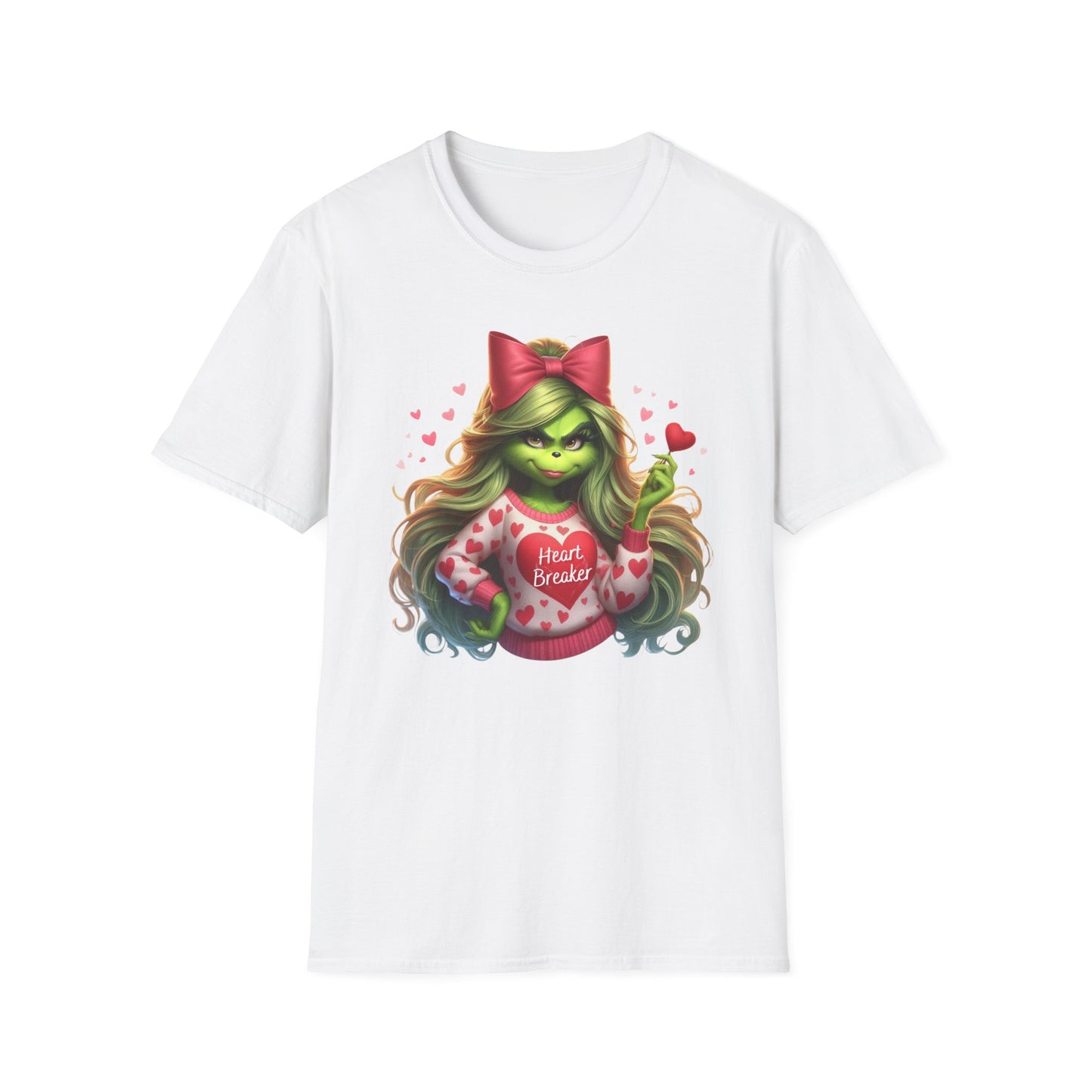 Valentine Grinch shirt, Cute Valentines Day Tee, Grinch Graphic Tee, Trendy Retro Vday, Casual Wear, Unique Gift Idea, Unisex Softstyle Tee