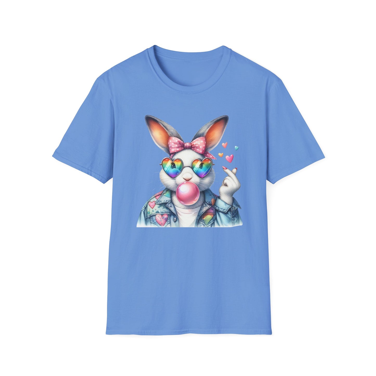 Bubble Gum Bunny Love Graphic Tee, Cute Aesthetic Bunny Rabbit Shirt, Pastel Animal Lover Gift,  Unisex Trendy Bunny Shirt Casual Wear