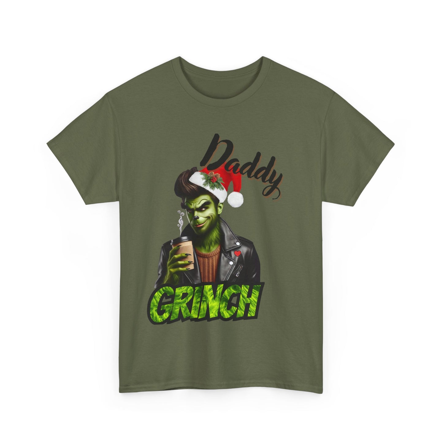 Daddy Grinch Unisex Heavy Cotton Tee, Funny Christmas Shirt, Holiday Humor Tee, Grinch Fan Gift, Festive Casual Wear