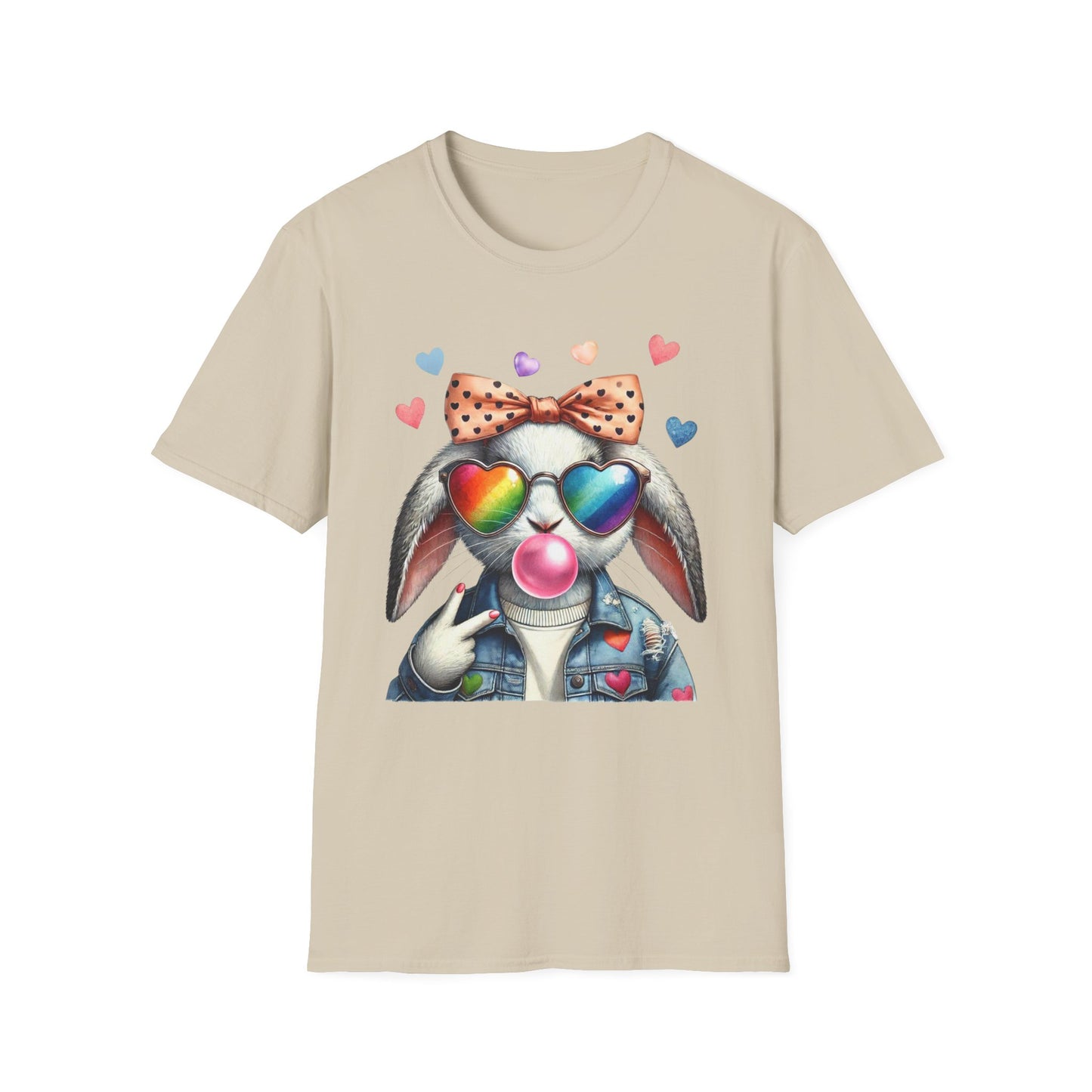 Bubble Gum Bunny Love Graphic Tee, Cute Aesthetic Bunny Rabbit Shirt, Pastel Animal Lover Gift,  Unisex Trendy Bunny Shirt Casual Wear