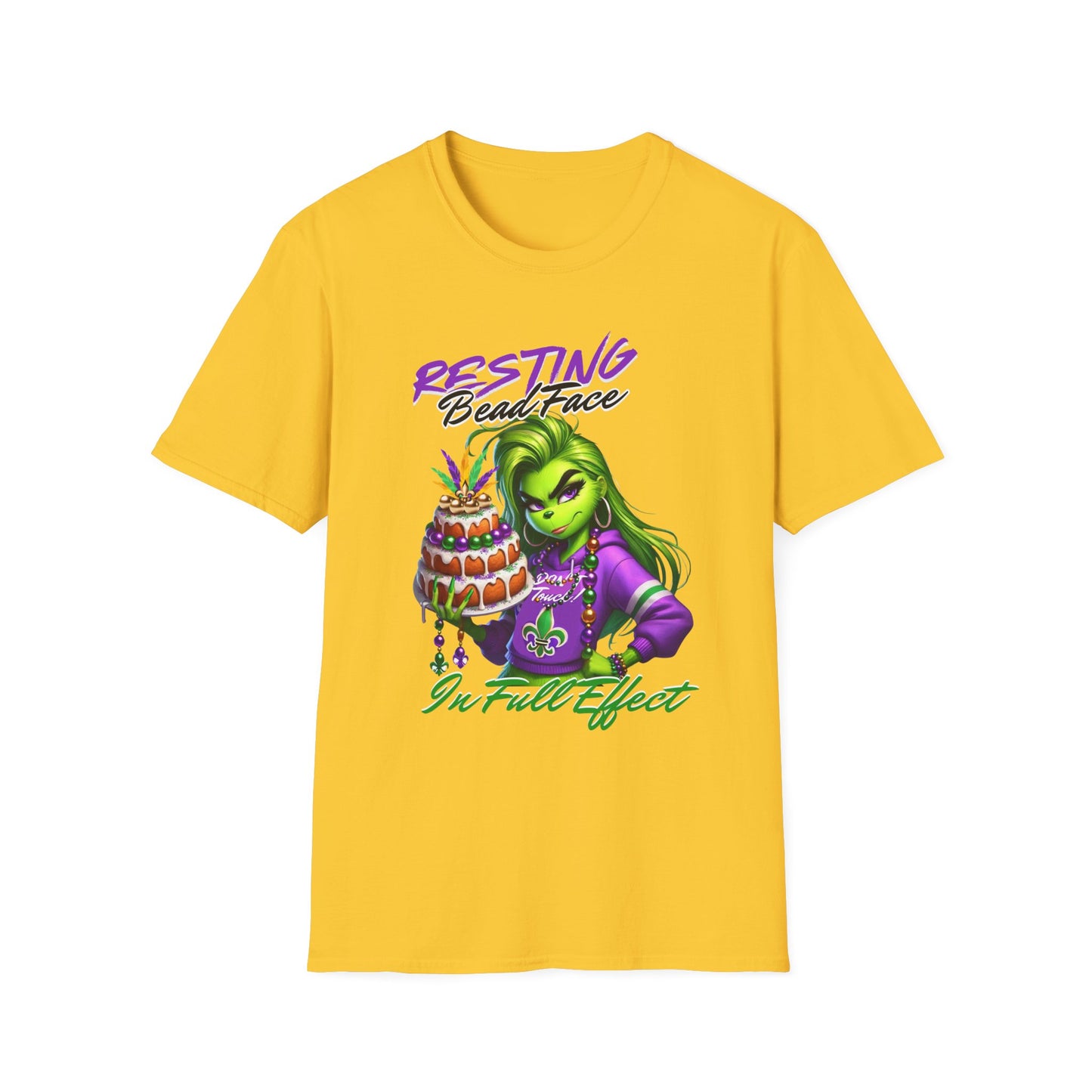 Resting Bead Face Grinch shirt, Mardi Gras Shirt, Grinch Graphic Tee, Fat Tuesday Style, Casual Wear, Unique Gift Idea, Unisex Softstyle Tee