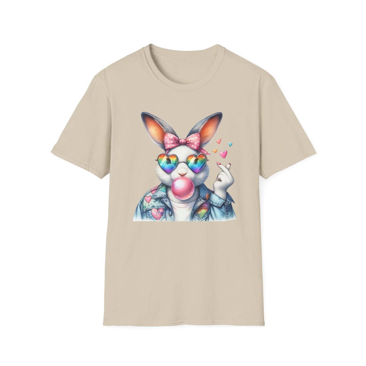 Bubble Gum Bunny Love Graphic Tee, Cute Aesthetic Bunny Rabbit Shirt, Pastel Animal Lover Gift,  Unisex Trendy Bunny Shirt Casual Wear