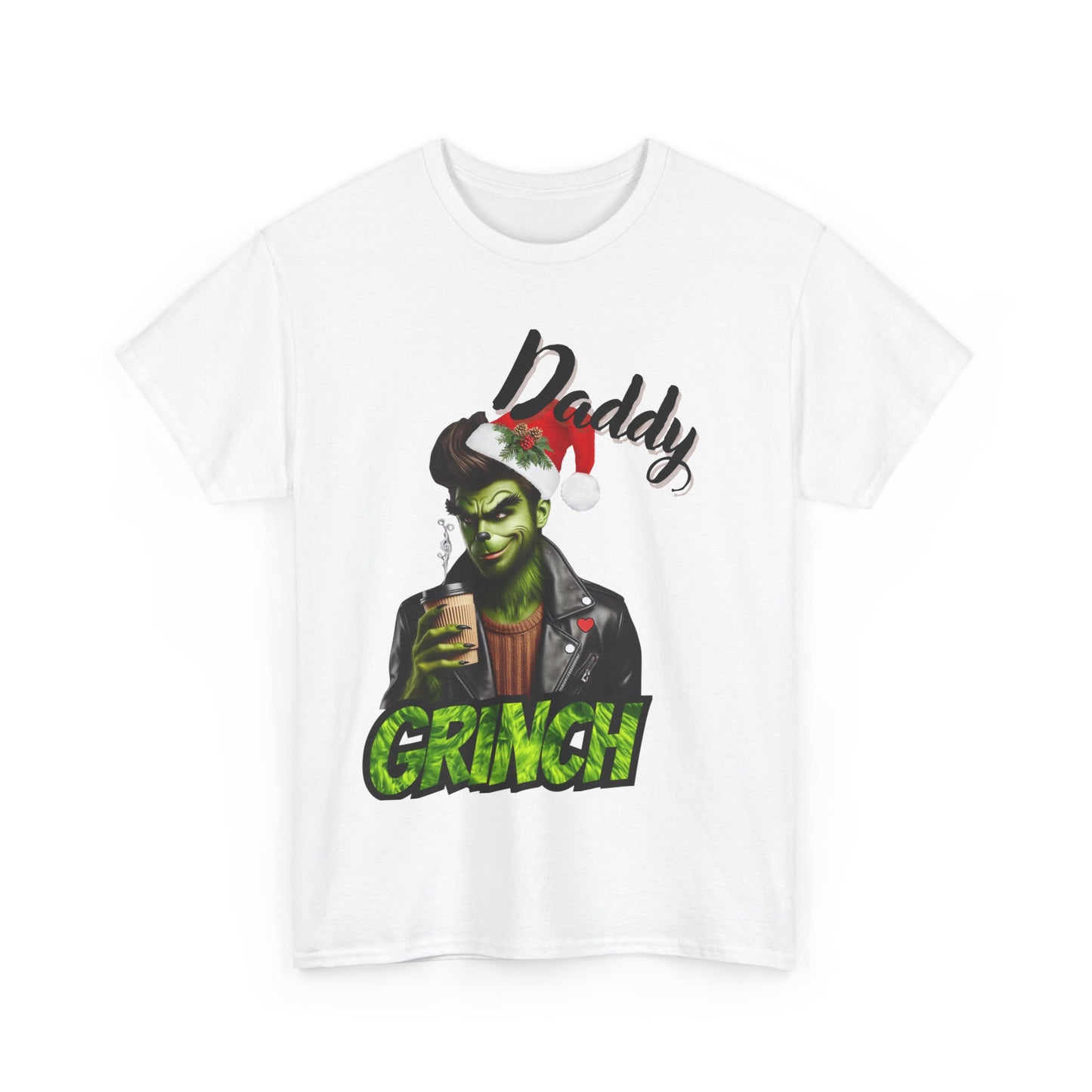 Daddy Grinch Unisex Heavy Cotton Tee, Funny Christmas Shirt, Holiday Humor Tee, Grinch Fan Gift, Festive Casual Wear