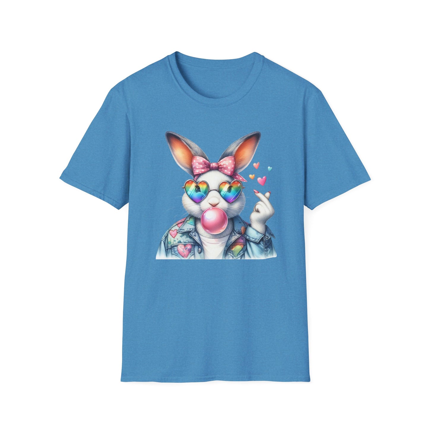 Bubble Gum Bunny Love Graphic Tee, Cute Aesthetic Bunny Rabbit Shirt, Pastel Animal Lover Gift,  Unisex Trendy Bunny Shirt Casual Wear