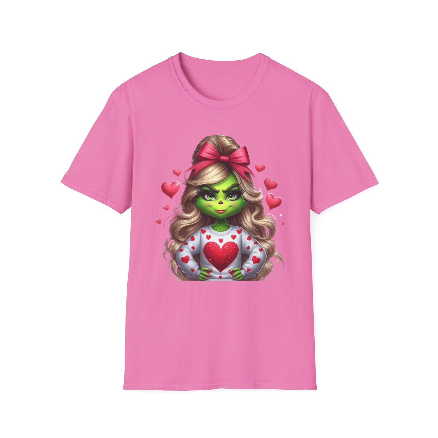 Valentine Grinch shirt, Cute Valentines Day Tee, Grinch Graphic Tee, Trendy Retro Vday, Casual Wear, Unique Gift Idea, Unisex Softstyle Tee